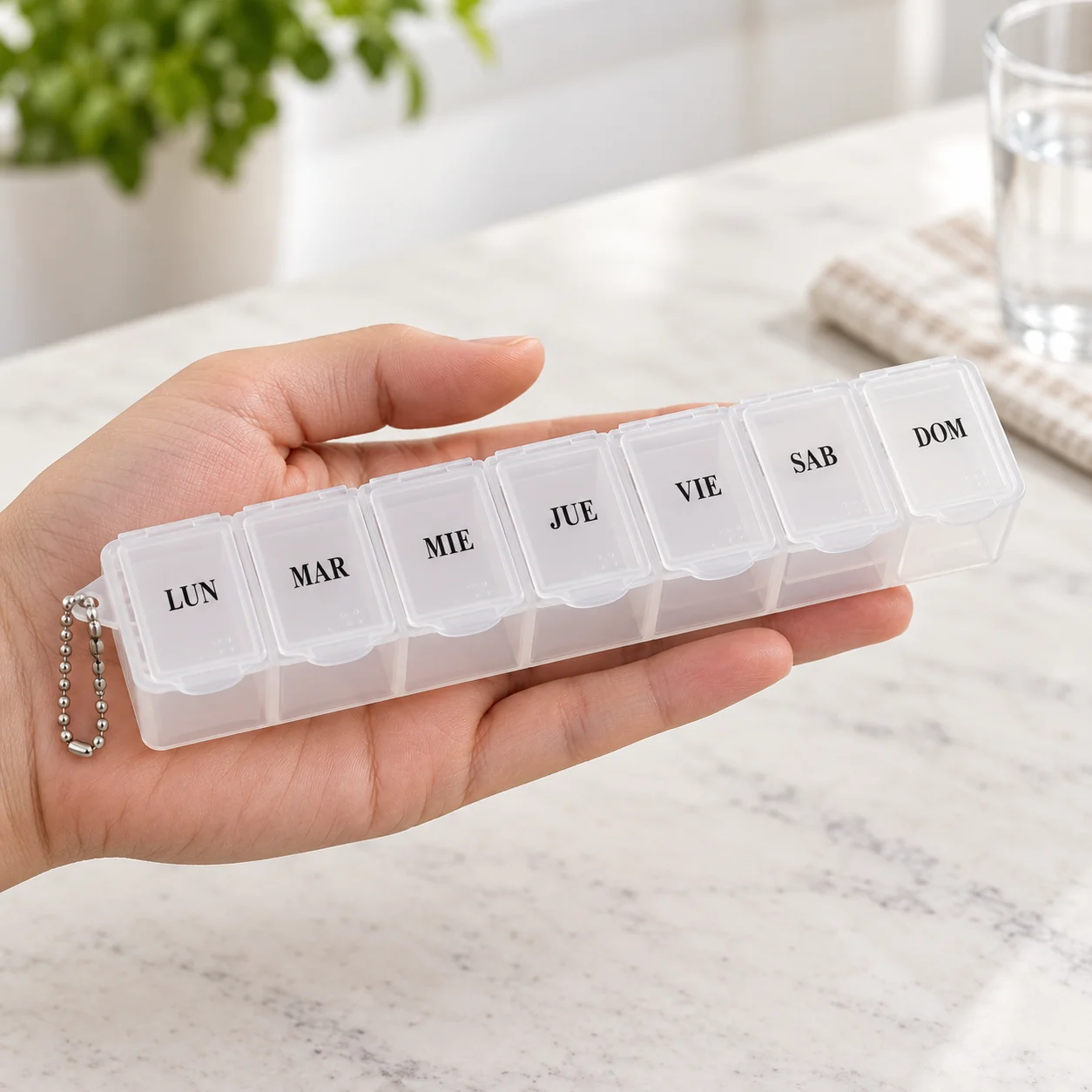 Pastillero modelo 2068 de 7 compartimentos blanco, organizador de medicamentos, SKU 15861 - Imagen 7