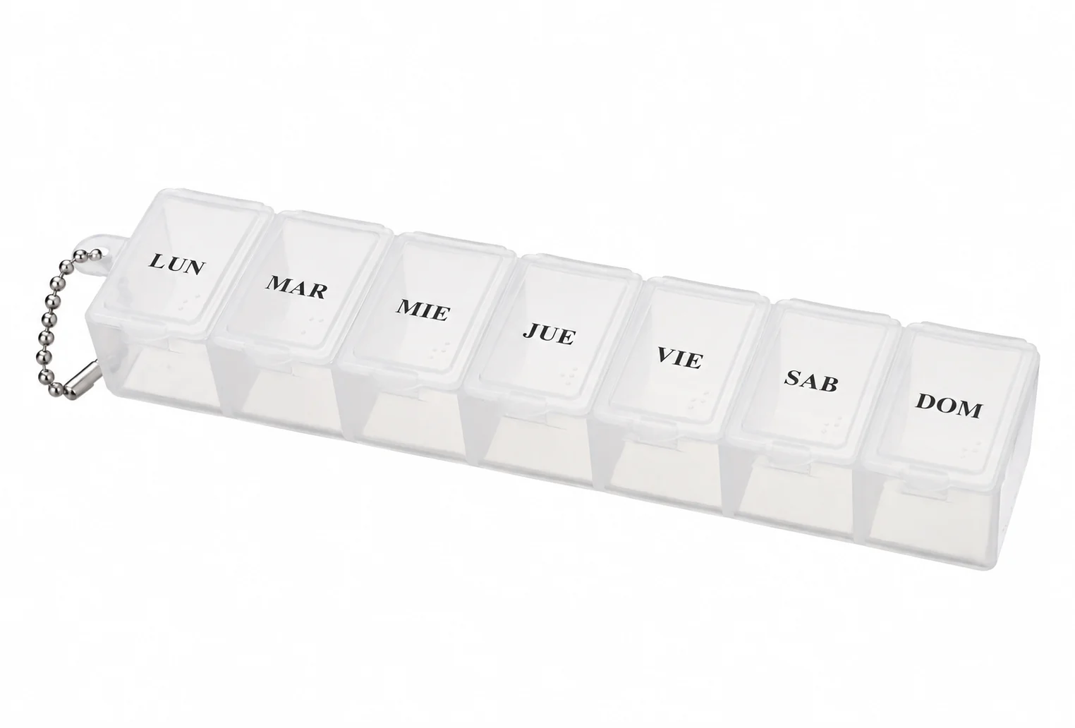 Pastillero de 7 compartimentos blanco, organizador de medicamentos, SKU 15862 - Imagen 4