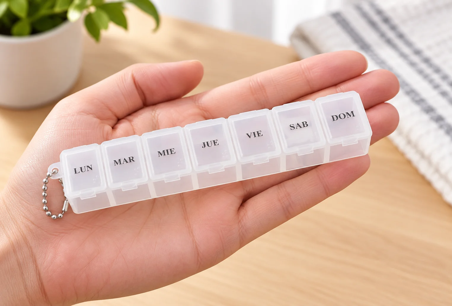 Pastillero de 7 compartimentos blanco, organizador de medicamentos, SKU 15862 - Imagen 7