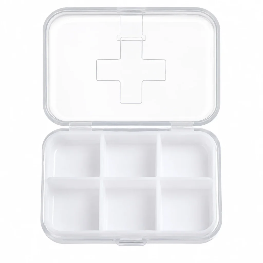 Pastillero de 6 compartimentos blanco, organizador de medicamentos, SKU 15865