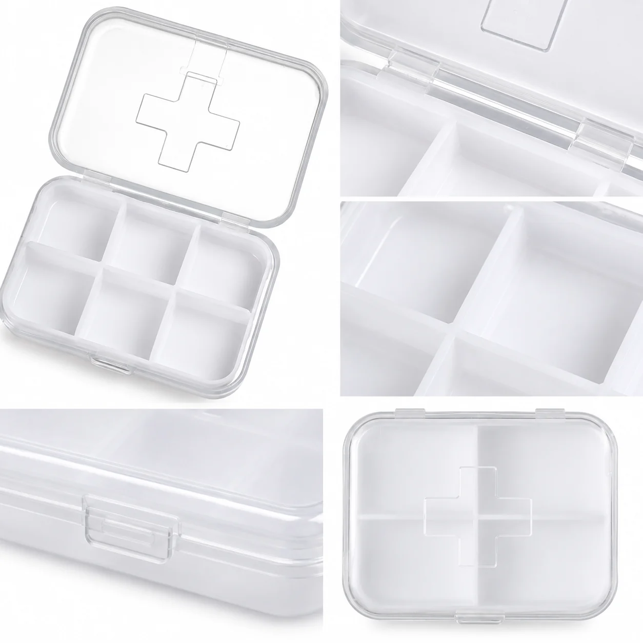 Pastillero de 6 compartimentos blanco, organizador de medicamentos, SKU 15865 - Imagen 4