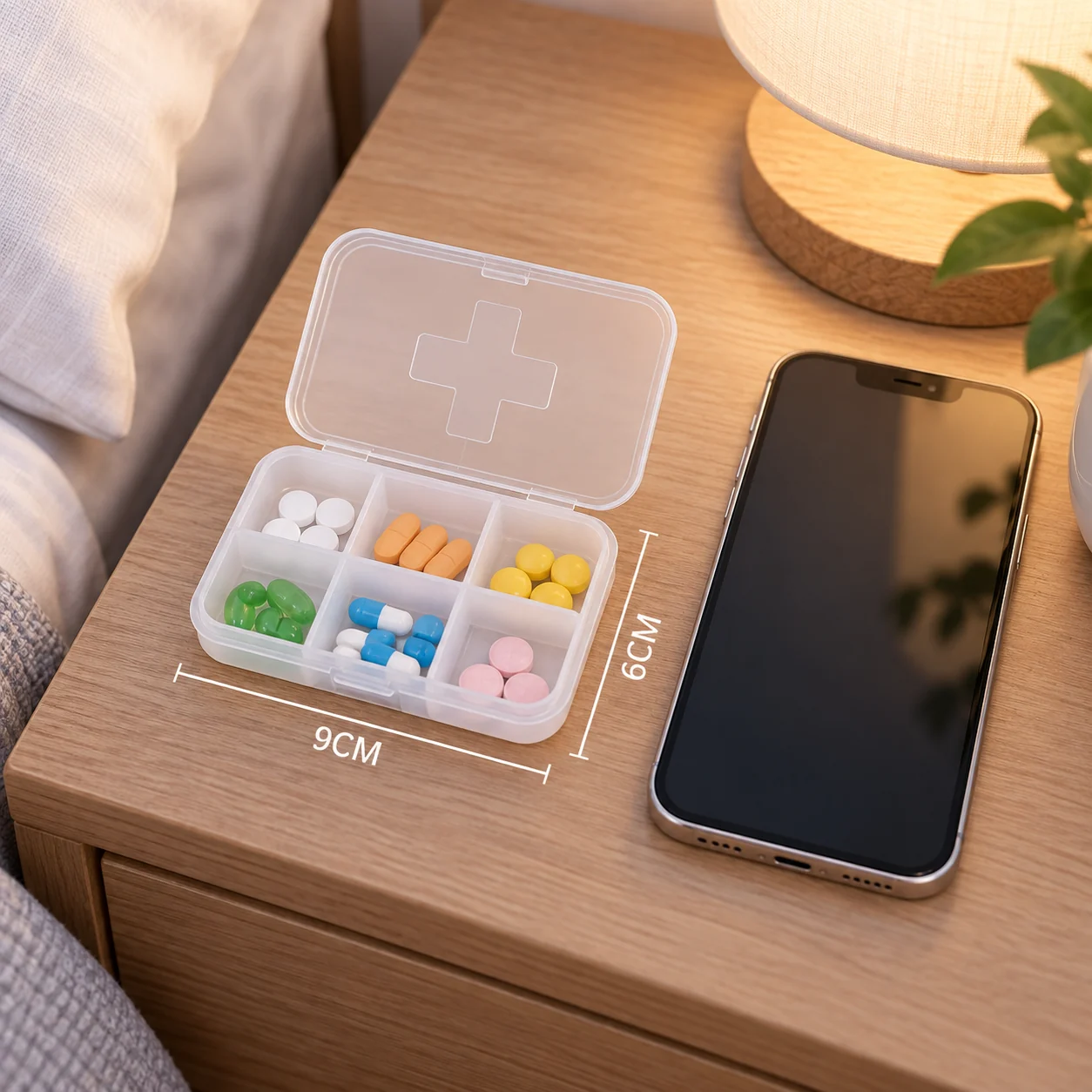 Pastillero de 6 compartimentos blanco, organizador de medicamentos, SKU 15865 - Imagen 5