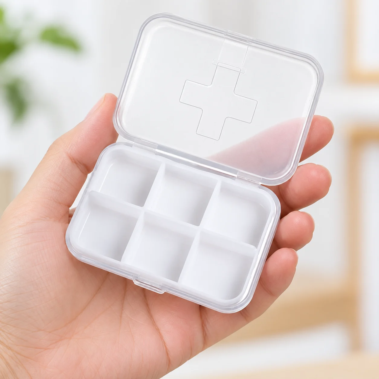 Pastillero de 6 compartimentos blanco, organizador de medicamentos, SKU 15865 - Imagen 7
