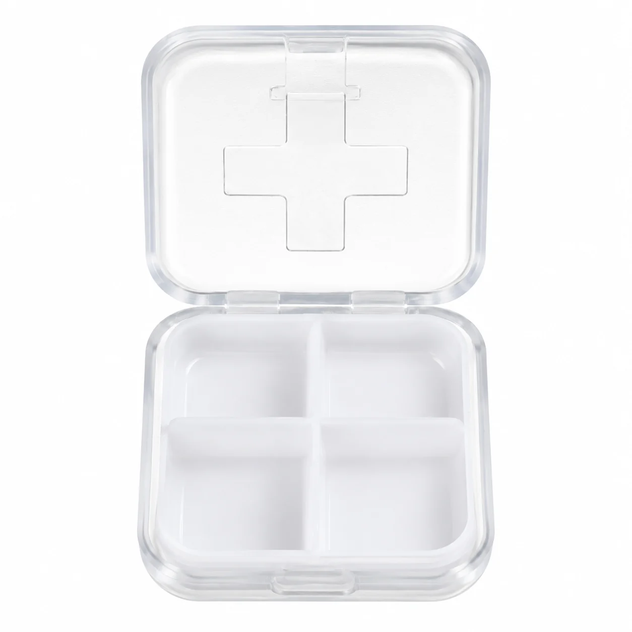 Pastillero de 4 compartimentos blanco, organizador de medicamentos, SKU 15866