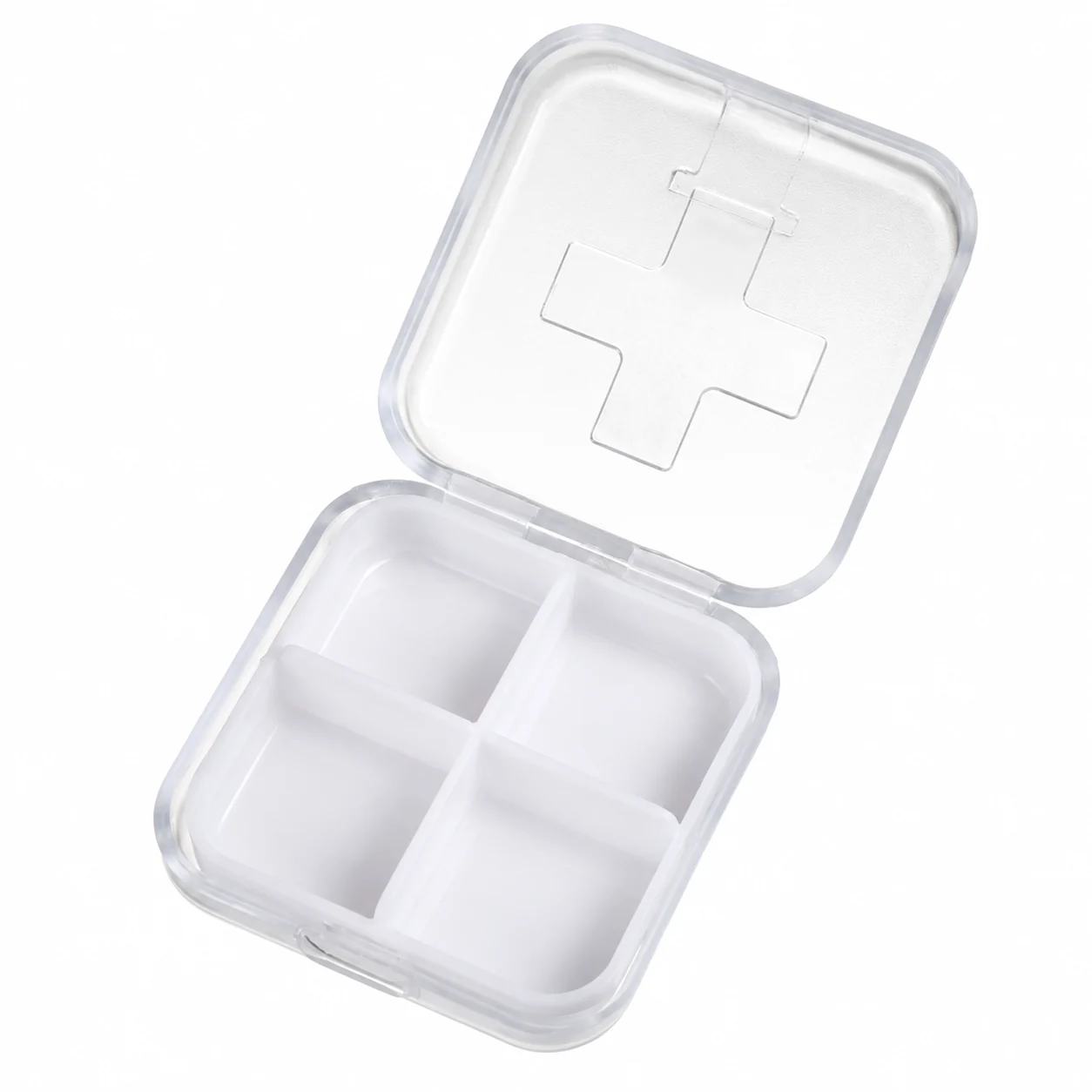 Pastillero de 4 compartimentos blanco, organizador de medicamentos, SKU 15866 - Imagen 3