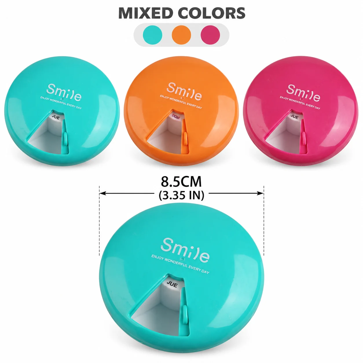 Pastillero de organizador de medicamentos colores surtidos, organizador de medicamentos, SKU 18430 - Imagen 5