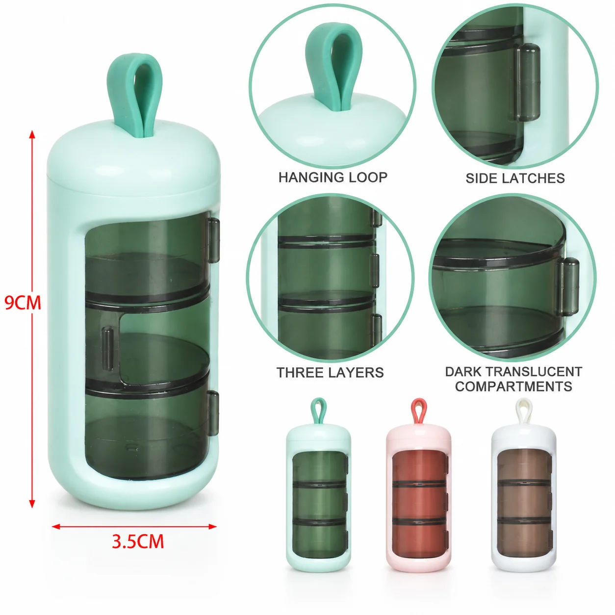 Pastillero de organizador de medicamentos, organizador de medicamentos, SKU 19309 - Imagen 4