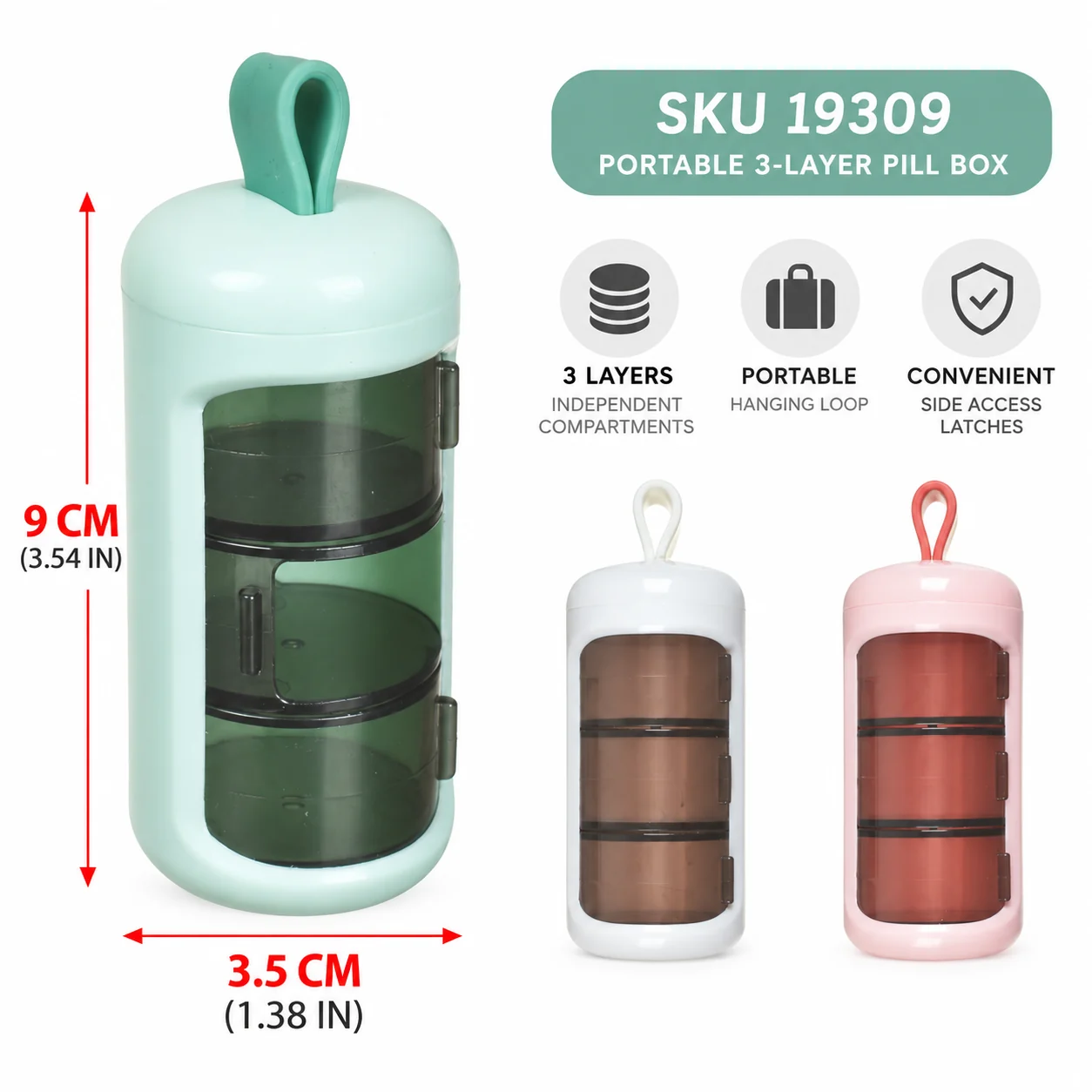 Pastillero de organizador de medicamentos, organizador de medicamentos, SKU 19309 - Imagen 5
