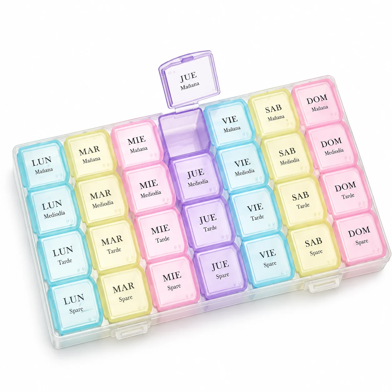 Pastillero modelo 5098 de 28 compartimentos, organizador de medicamentos, SKU 19318 - Imagen 3