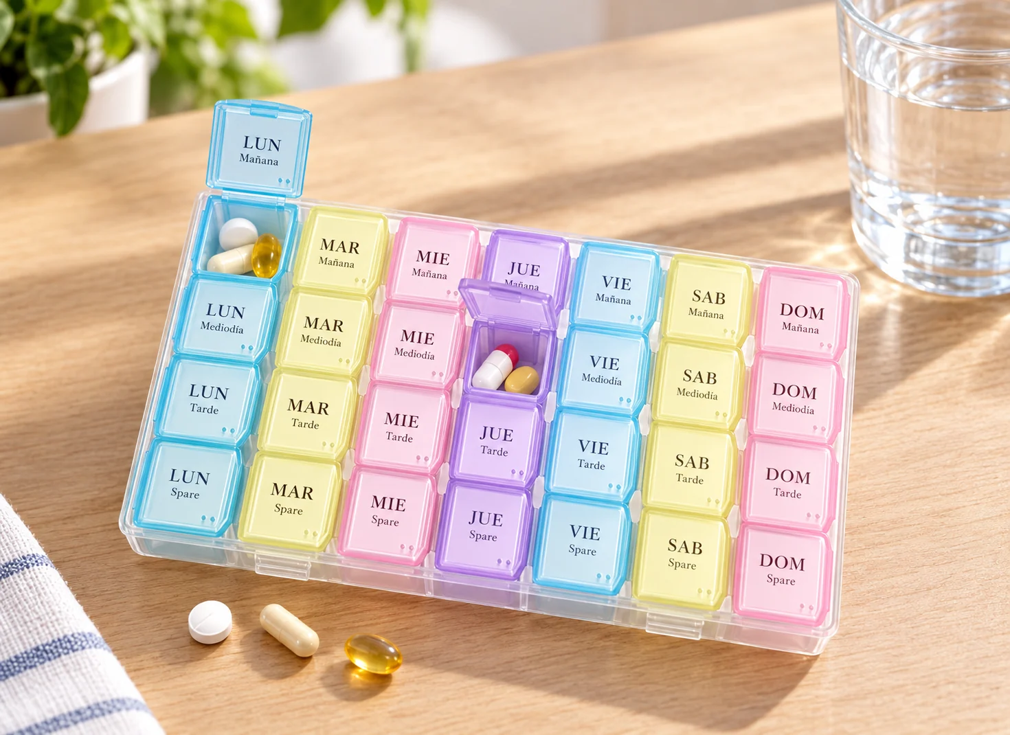 Pastillero modelo 5098 de 28 compartimentos, organizador de medicamentos, SKU 19318 - Imagen 8