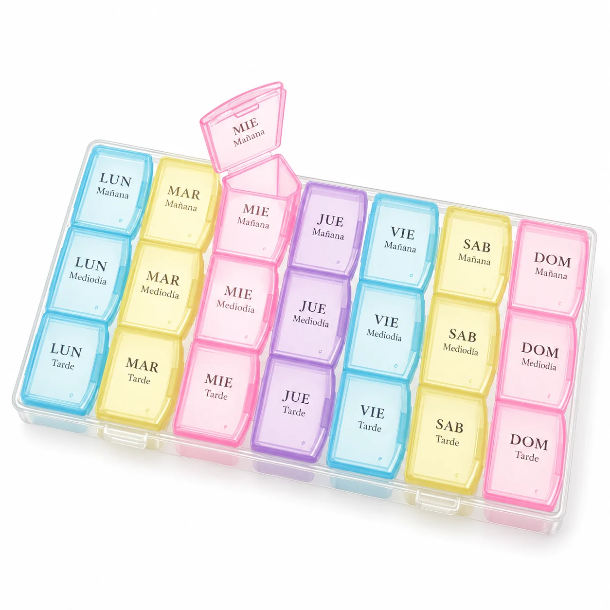 Pastillero modelo 5088 de 21 compartimentos, organizador de medicamentos, SKU 19319 - Imagen 3