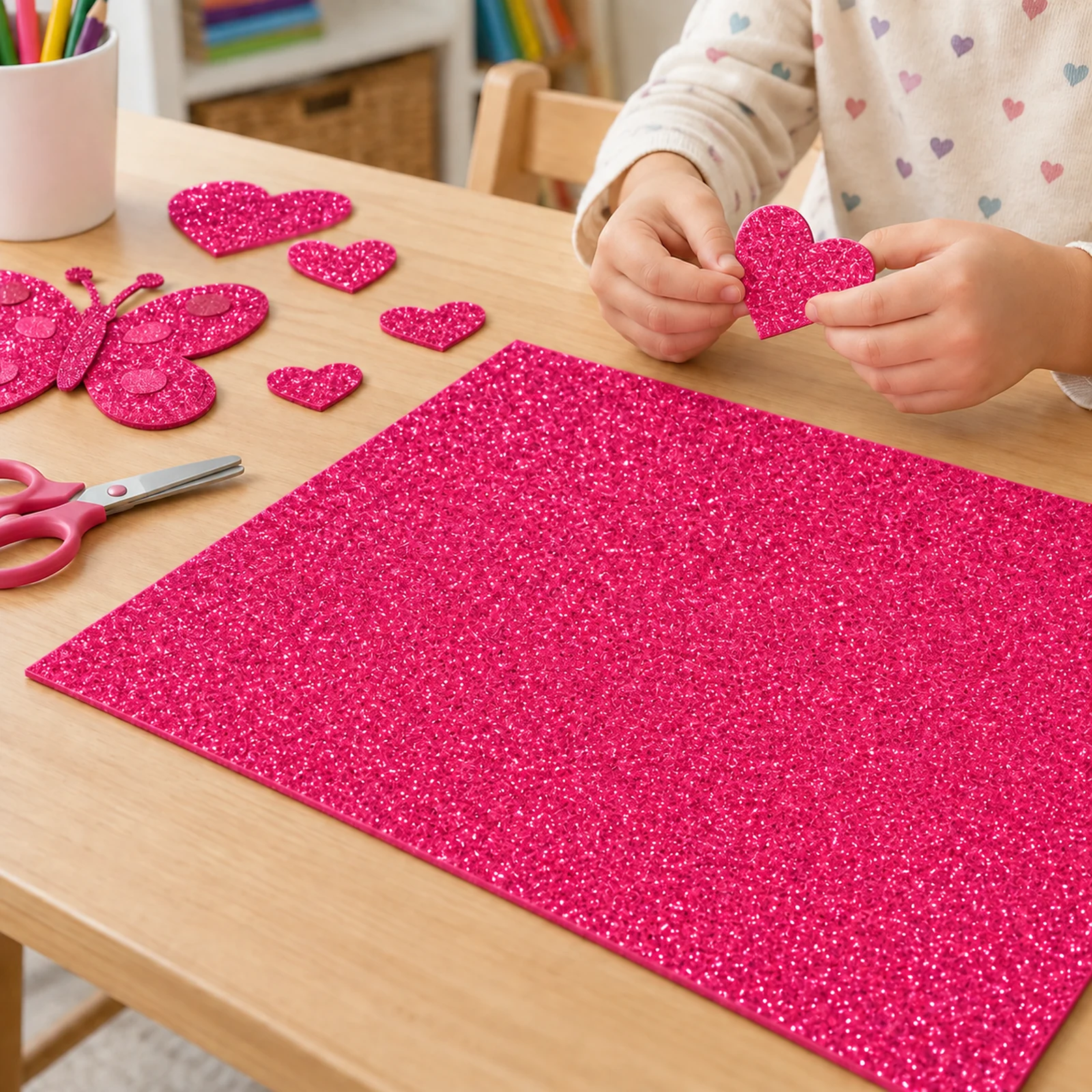 Lámina de Goma EVA fucsia con glitter, 40 x 60 cm, 2 mm - Imagen 6