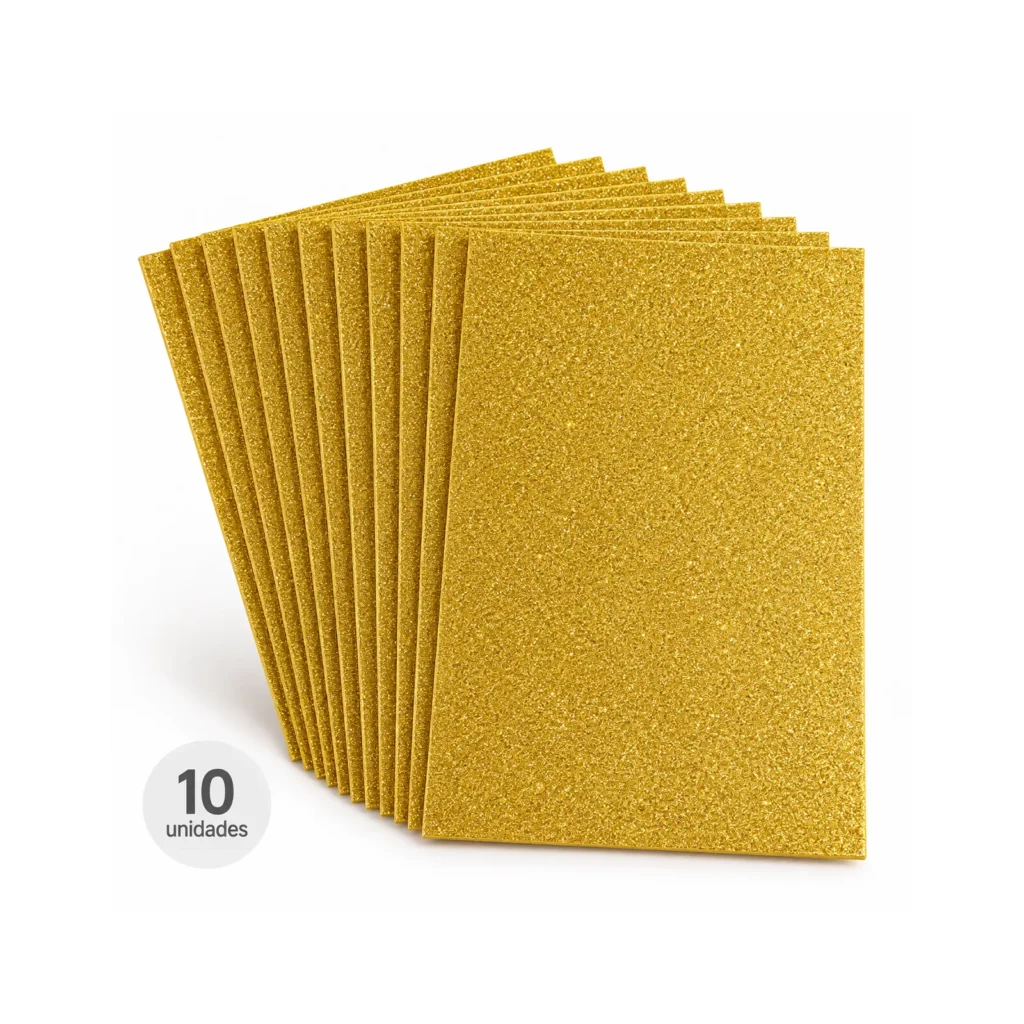 Pack de 10 láminas de Goma EVA con glitter, colores surtidos, 20 x 30 cm
