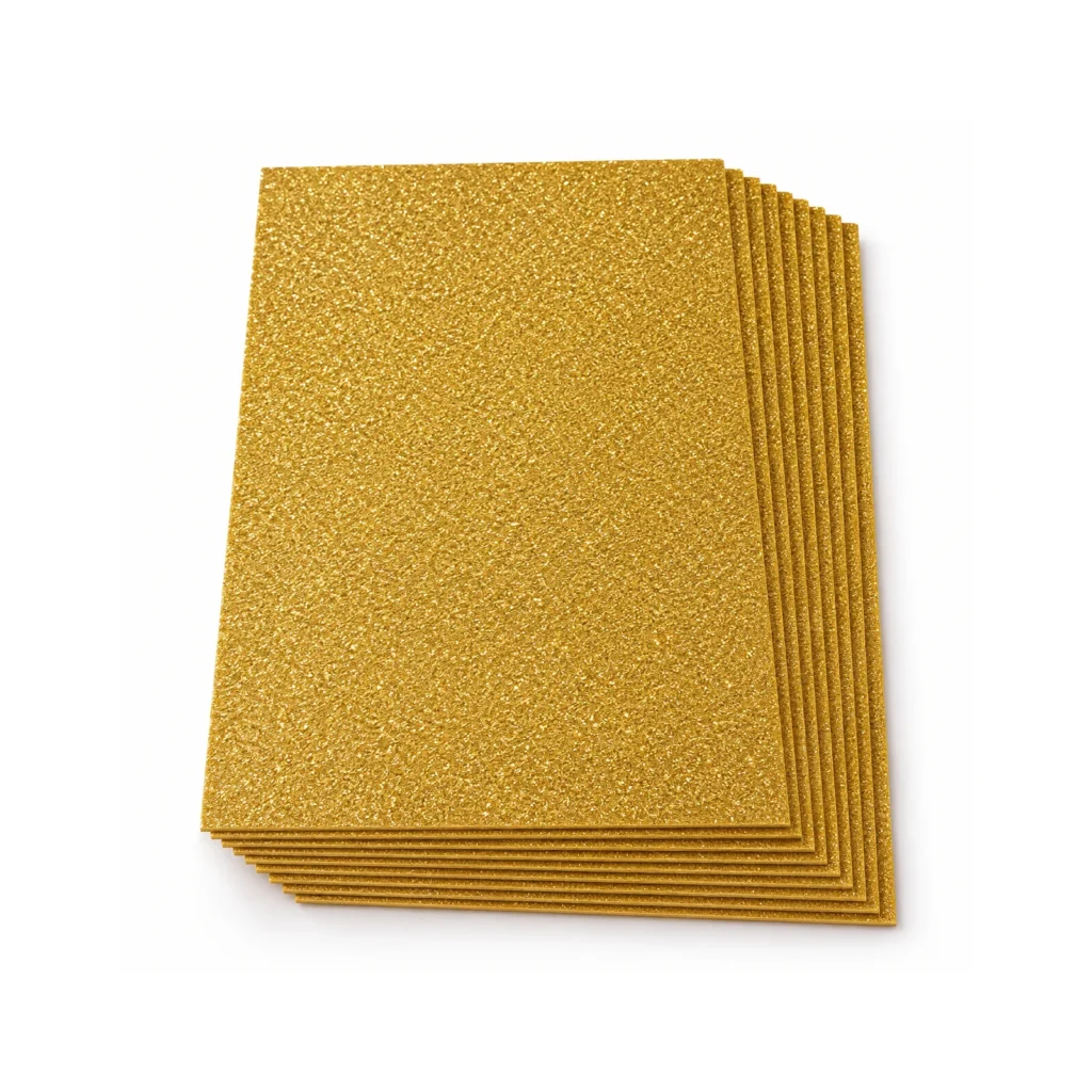 Pack de 10 láminas autoadhesivas de Goma EVA con glitter, colores surtidos, 20 x 30 cm