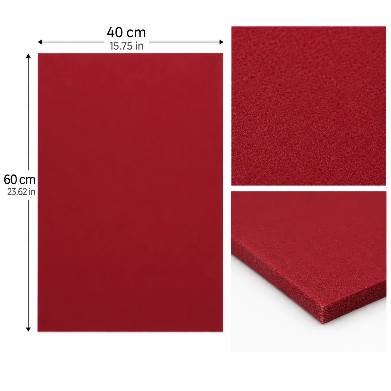 Lámina de Goma EVA rojo oscuro mate, 40 x 60 cm, 2 mm - Imagen 3