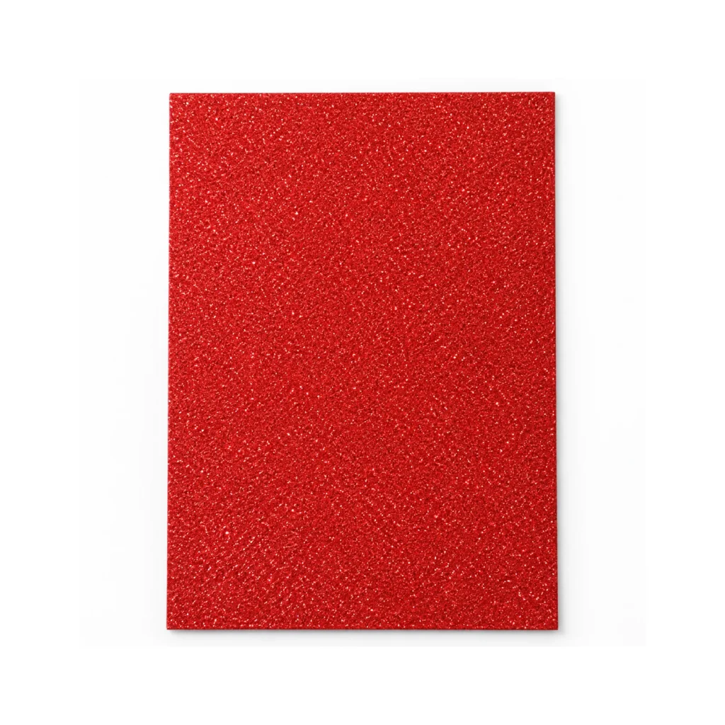 Lámina de Goma EVA rojo intenso con glitter iridiscente, 40 x 60 cm, 2 mm