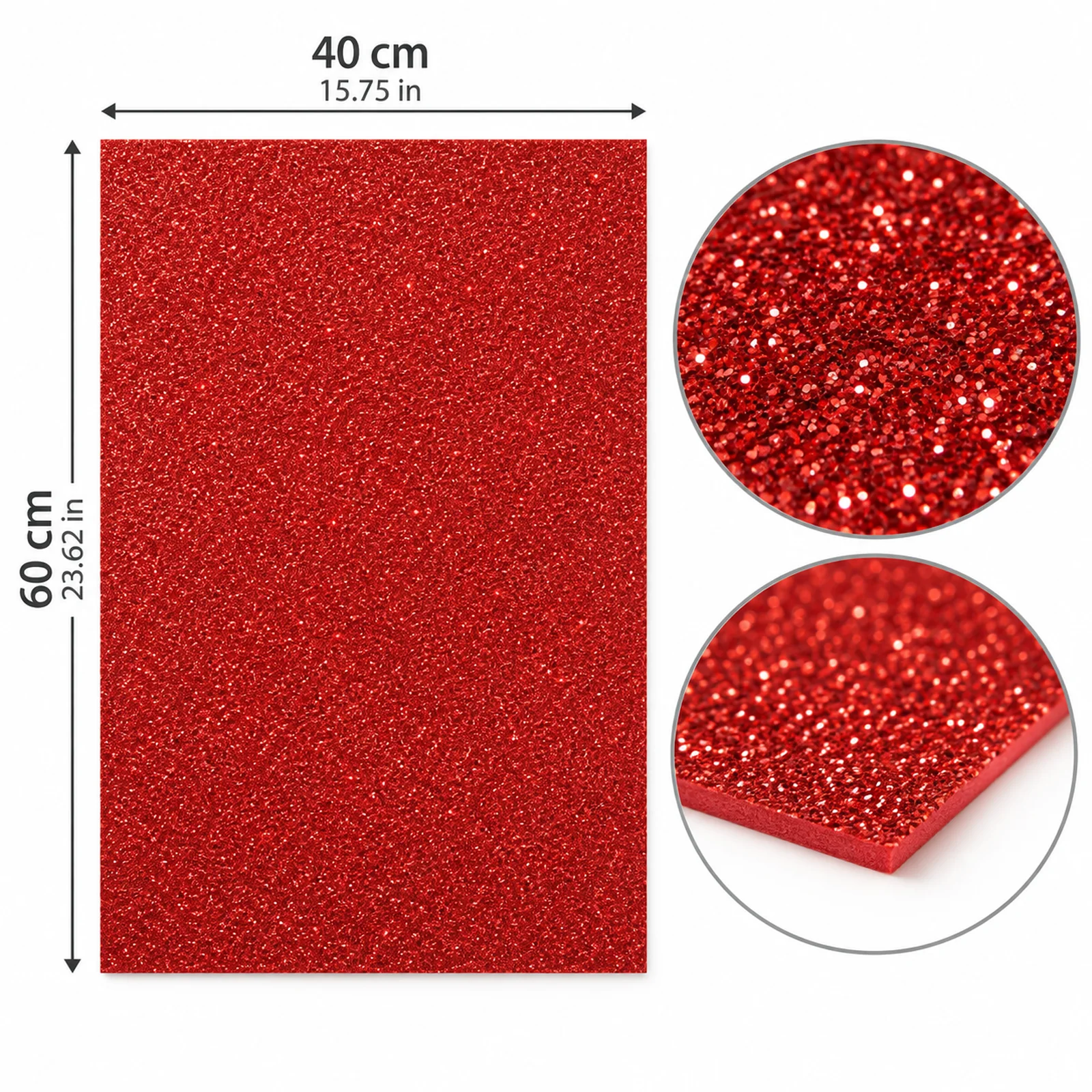 Lámina de Goma EVA rojo intenso con glitter iridiscente, 40 x 60 cm, 2 mm - Imagen 3