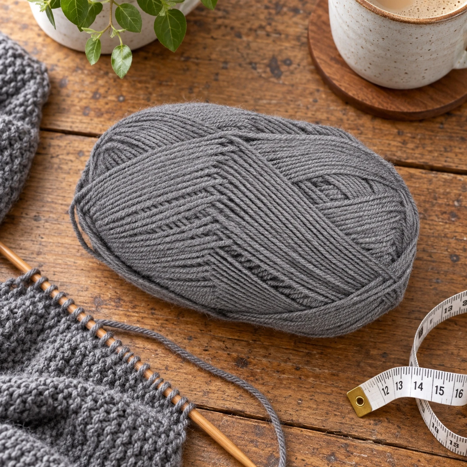 Lana fina para tejer, 100 g, gris medio 4 - Imagen 4