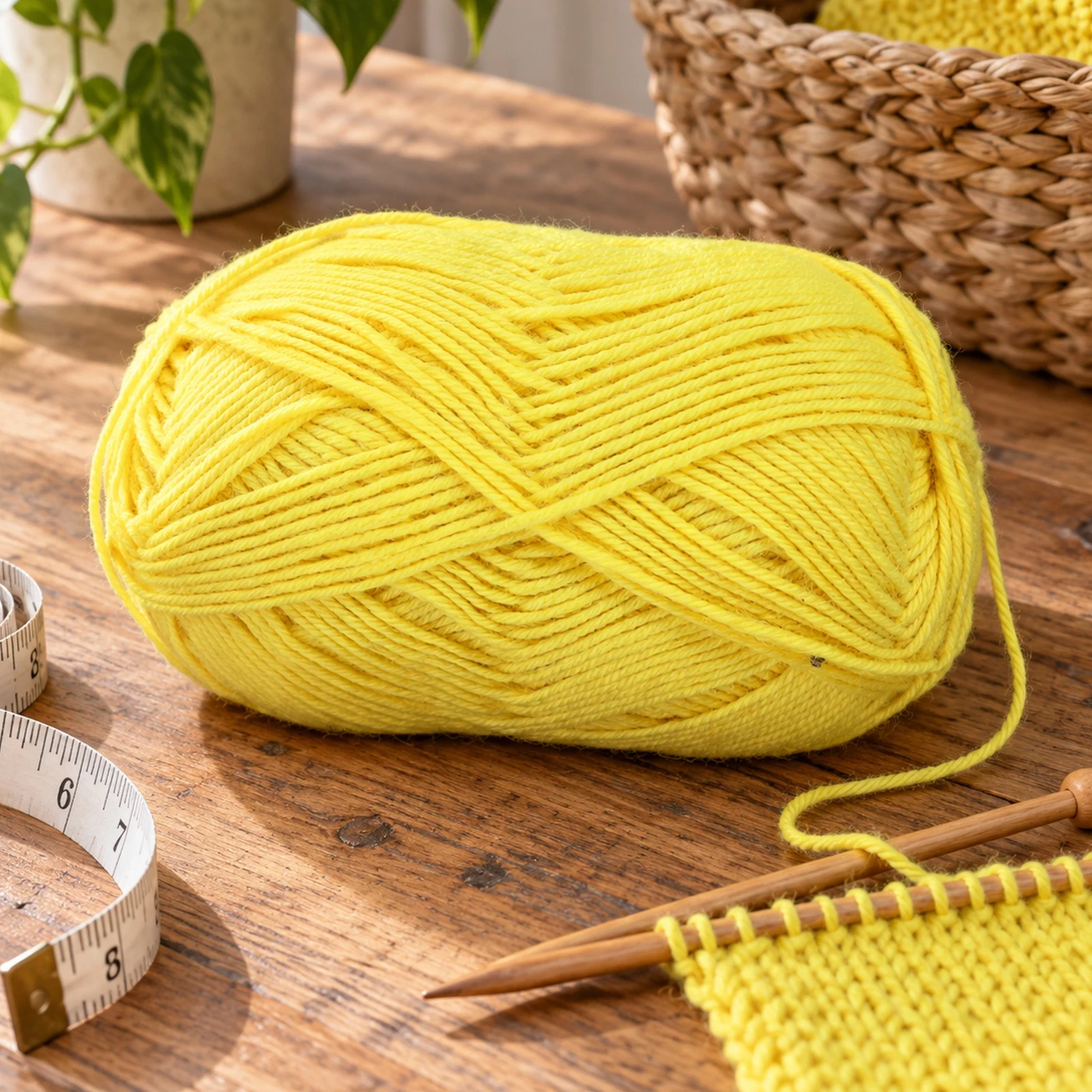 Lana fina para tejer, 100 g, amarillo 5 - Imagen 2