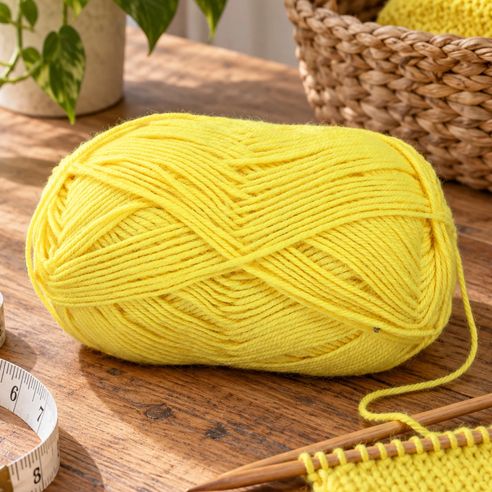 Lana fina para tejer, 100 g, amarillo 5 - Imagen 3
