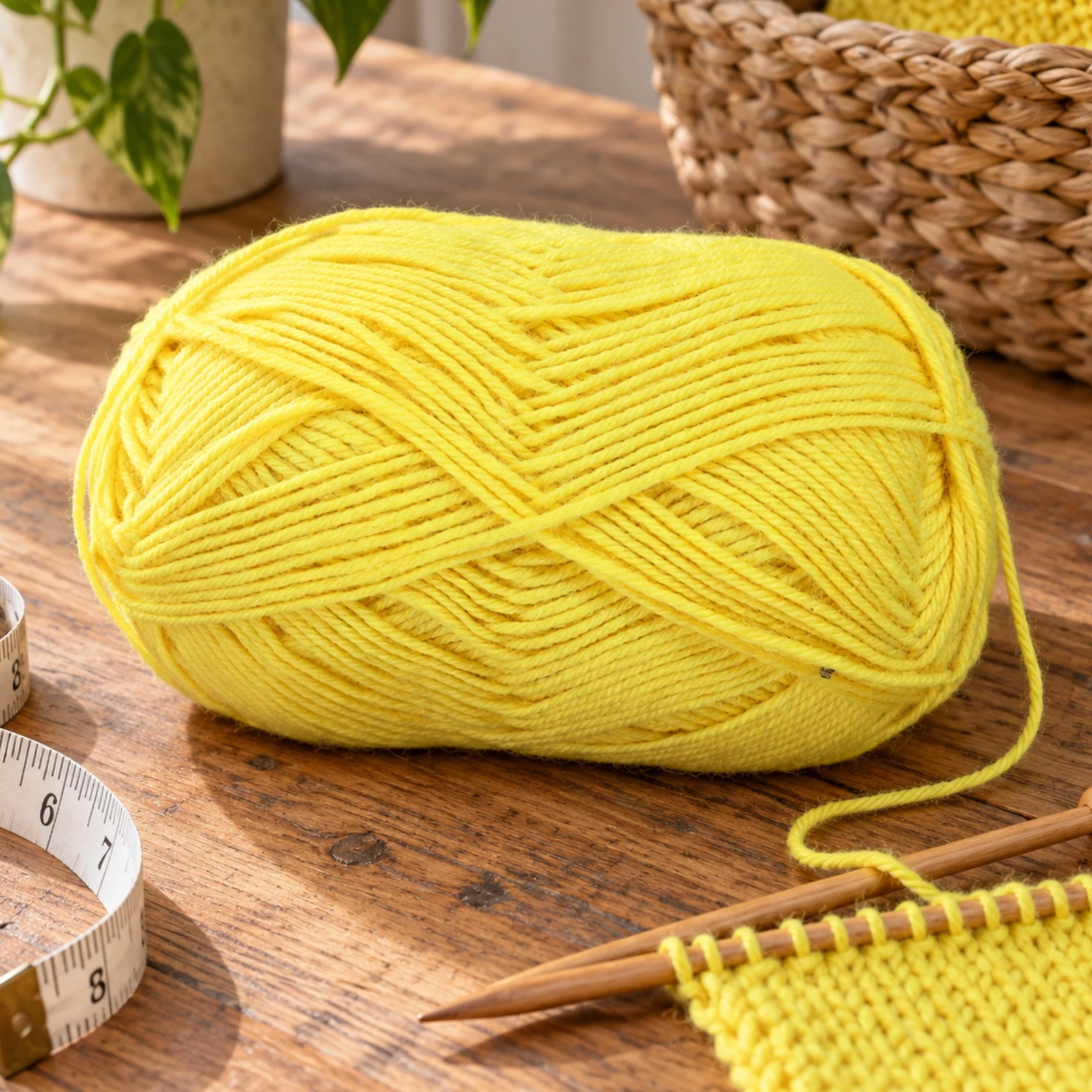 Lana fina para tejer, 100 g, amarillo 5 - Imagen 7