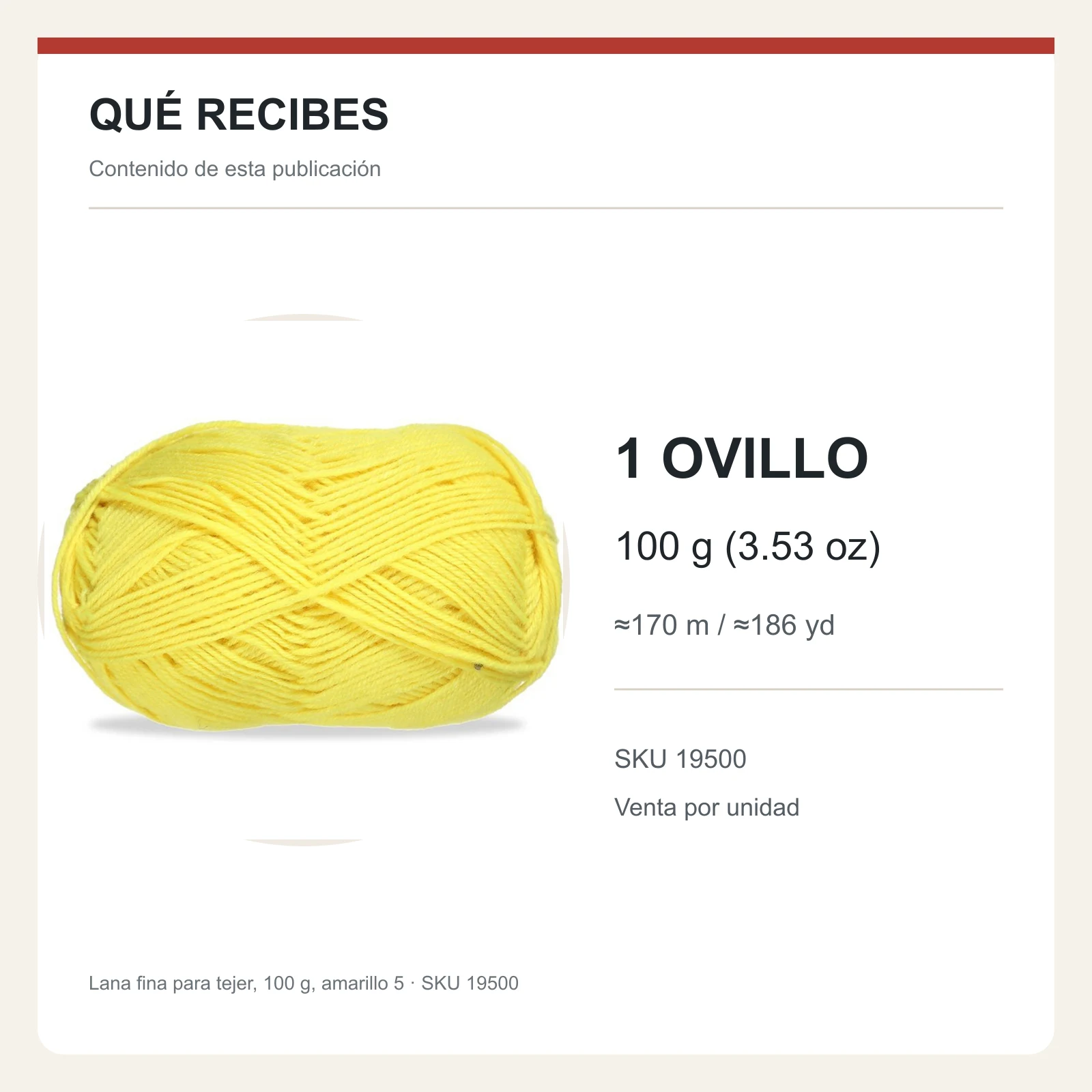 Lana fina para tejer, 100 g, amarillo 5 - Imagen 8