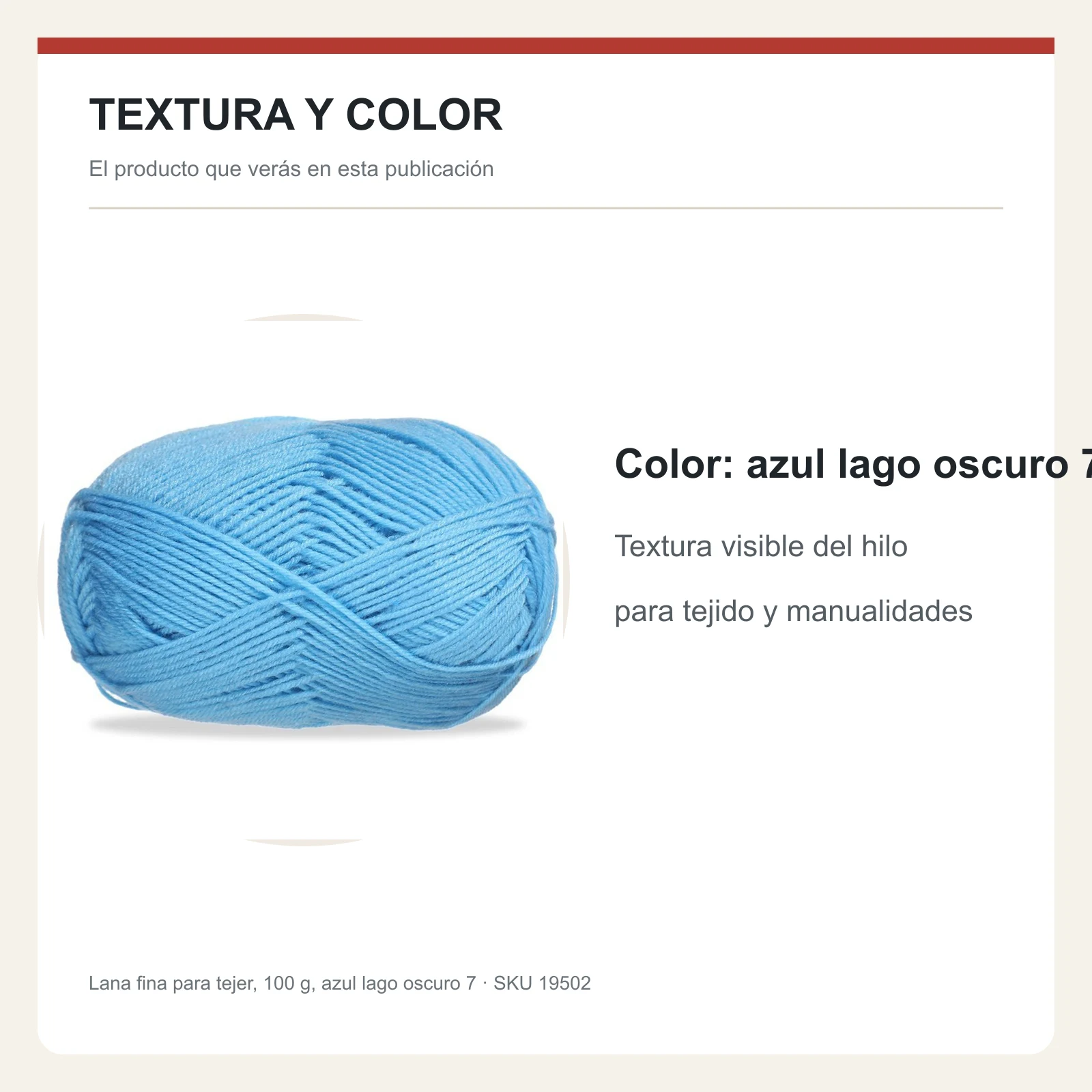 Lana fina para tejer, 100 g, azul lago oscuro 7 - Imagen 6