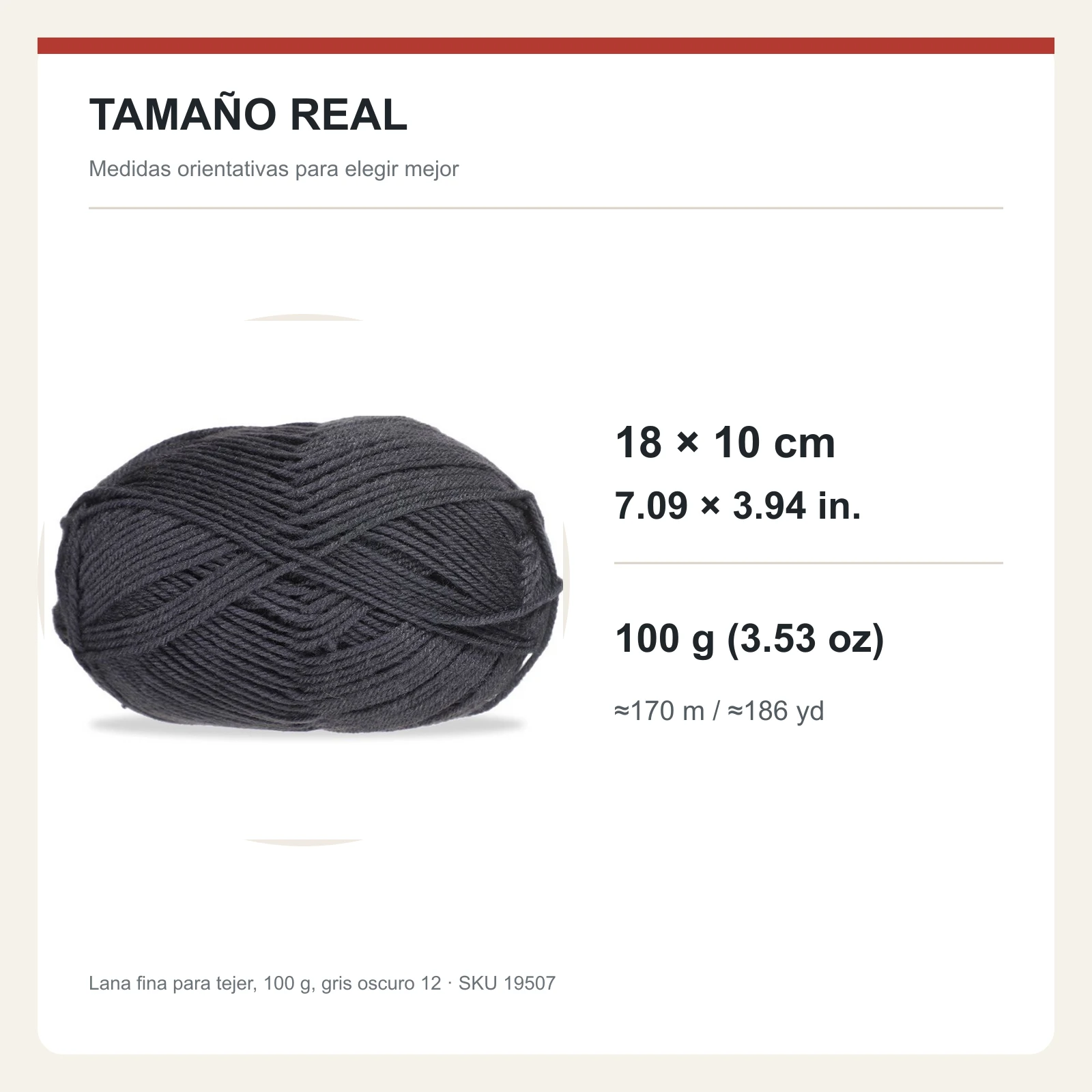 Lana fina para tejer, 100 g, gris oscuro 12 - Imagen 5