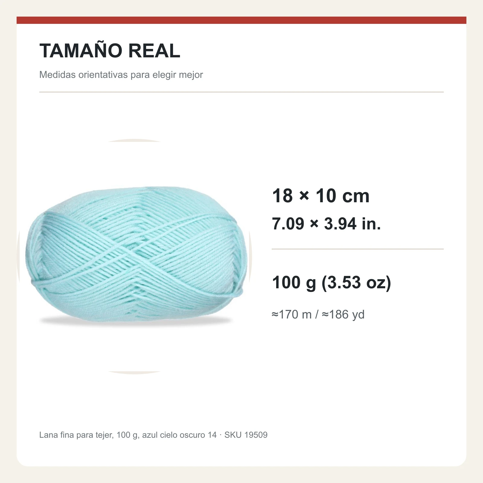 Lana fina para tejer, 100 g, azul cielo oscuro 14 - Imagen 5