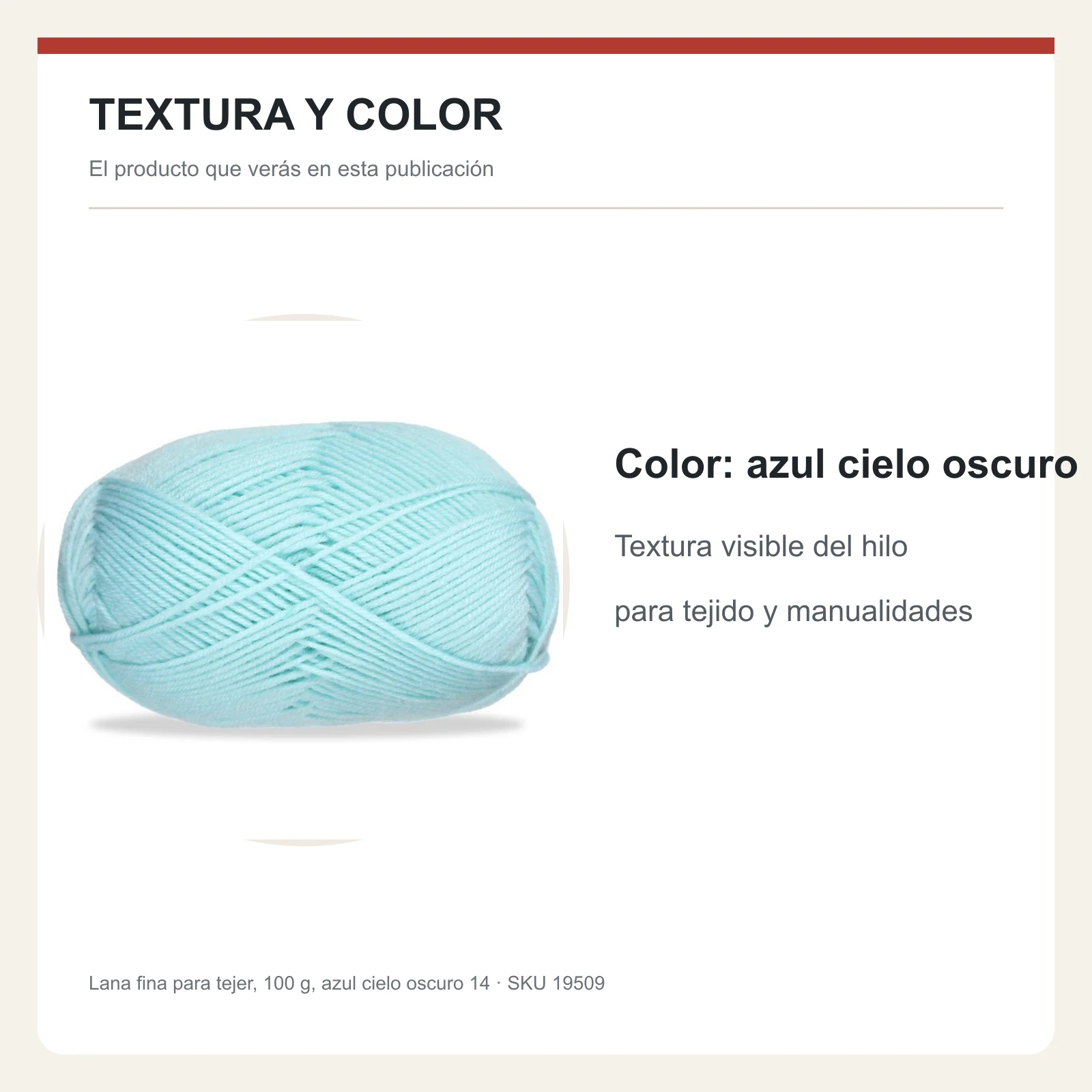 Lana fina para tejer, 100 g, azul cielo oscuro 14 - Imagen 6
