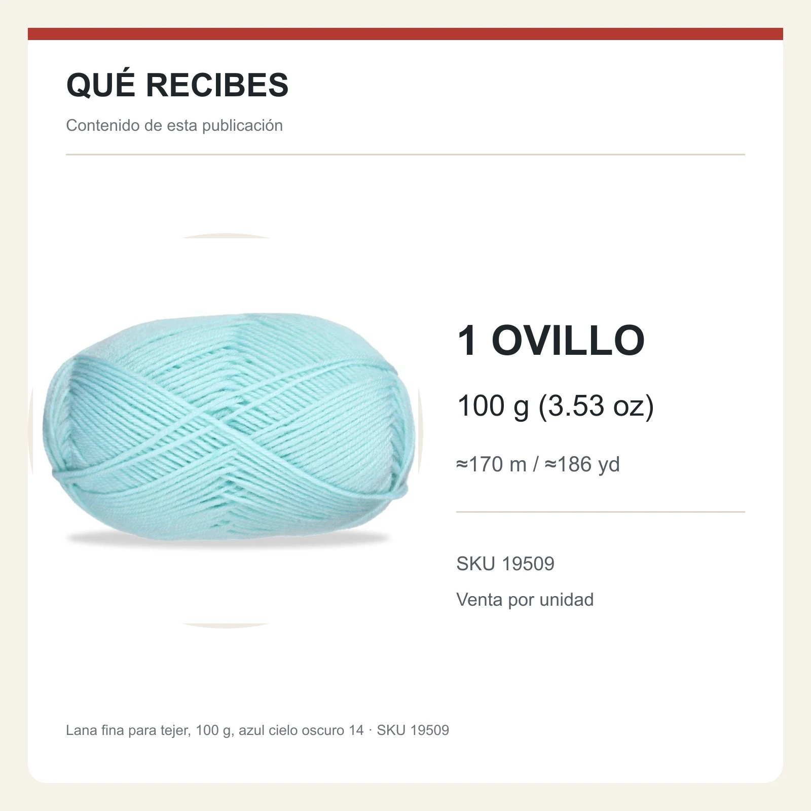 Lana fina para tejer, 100 g, azul cielo oscuro 14 - Imagen 8