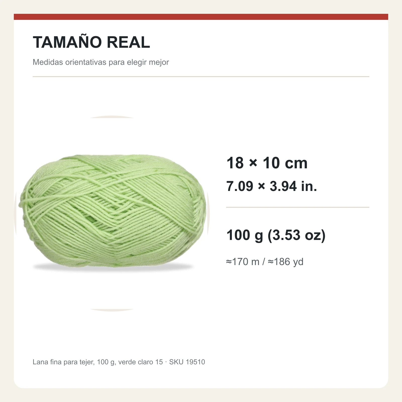 Lana fina para tejer, 100 g, verde claro 15 - Imagen 5