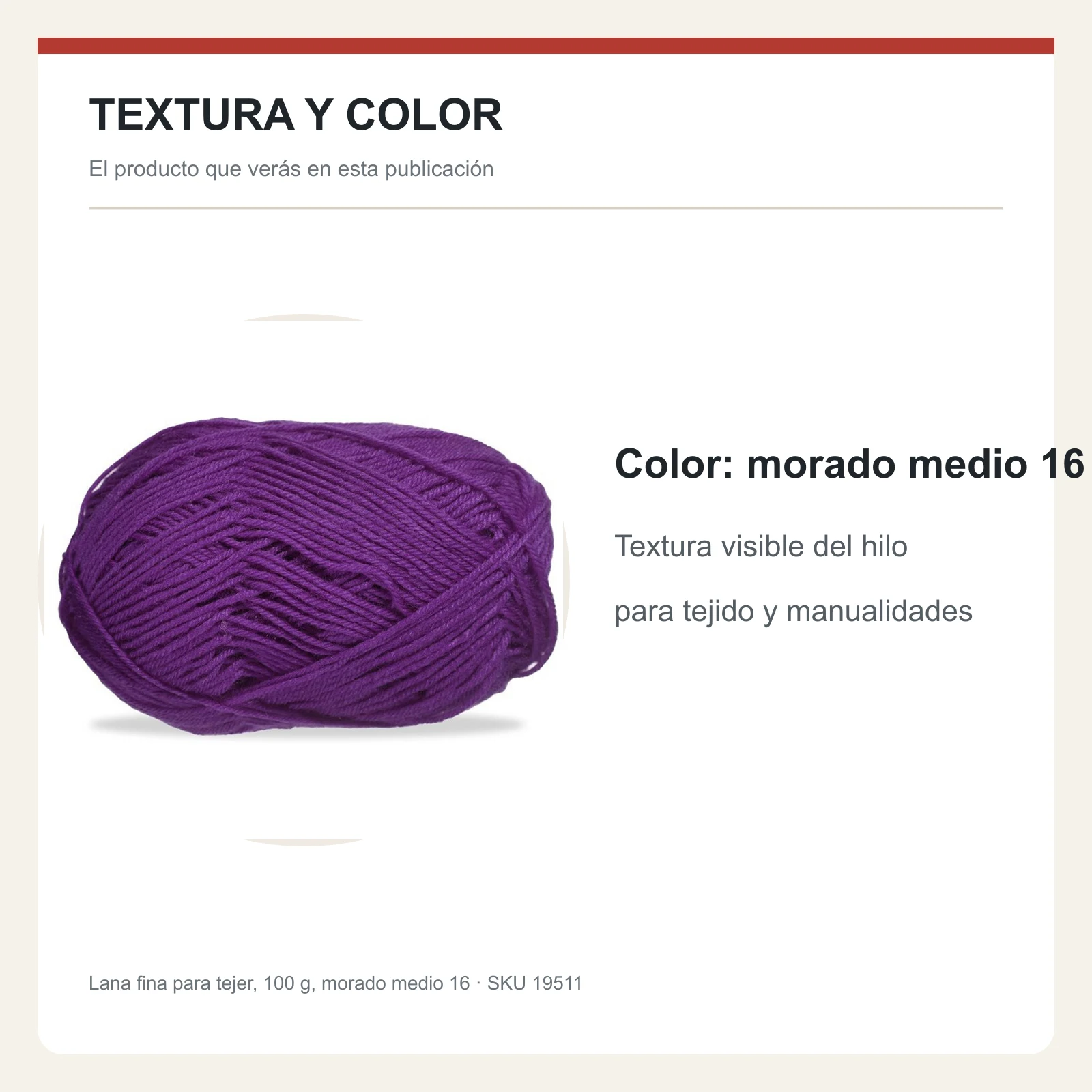 Lana fina para tejer, 100 g, morado medio 16 - Imagen 6