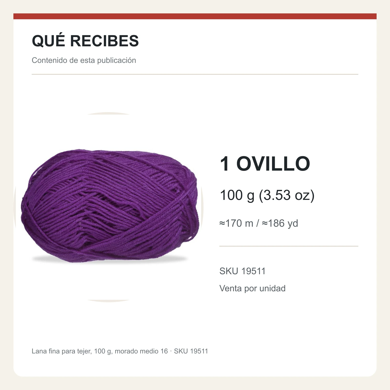 Lana fina para tejer, 100 g, morado medio 16 - Imagen 8