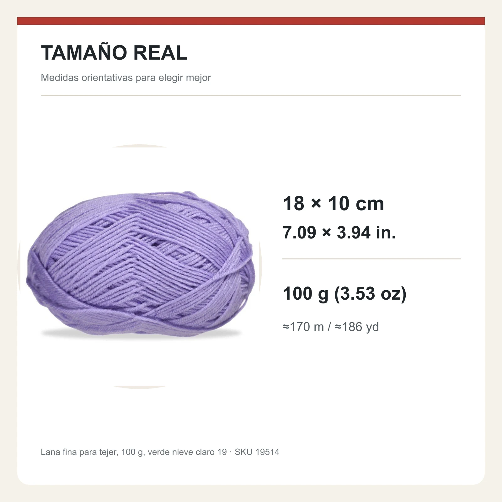 Lana fina para tejer, 100 g, verde nieve claro 19 - Imagen 5