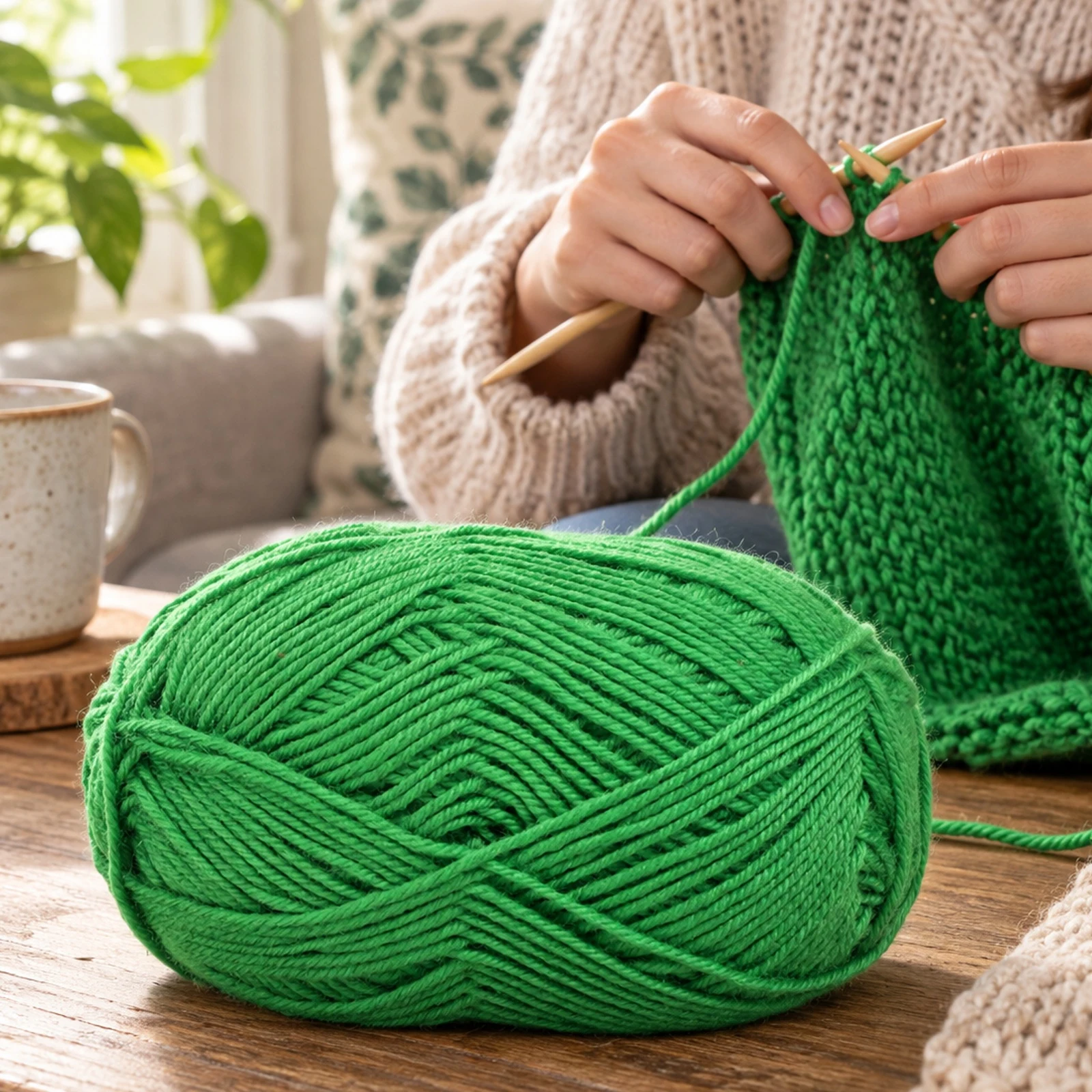 Lana fina para tejer, 100 g, verde claro 24 - Imagen 3