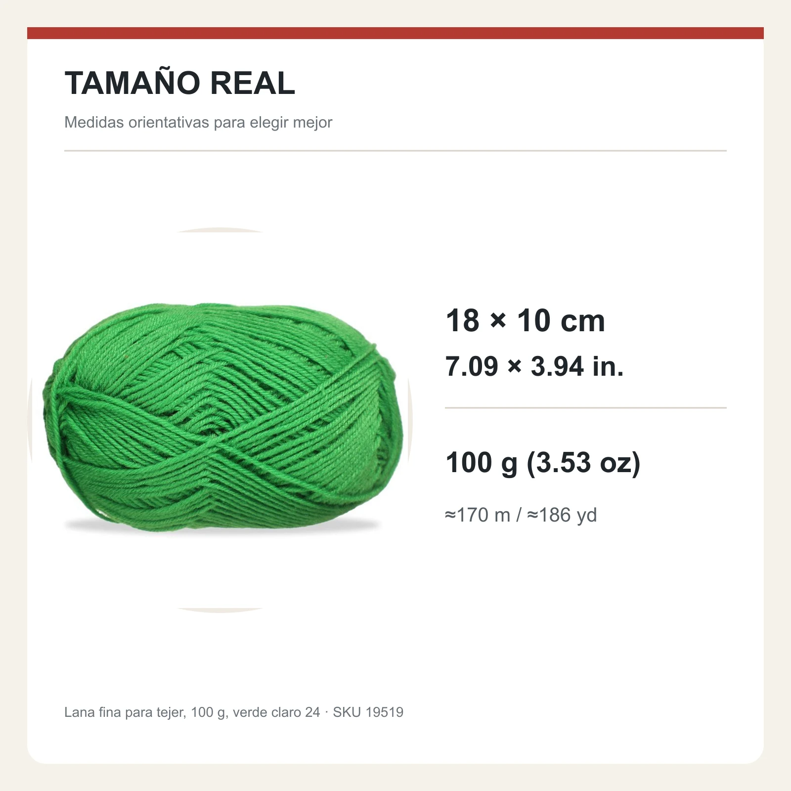 Lana fina para tejer, 100 g, verde claro 24 - Imagen 5