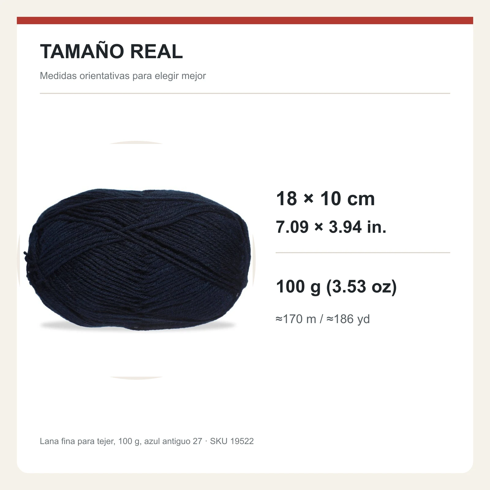 Lana fina para tejer, 100 g, azul antiguo 27 - Imagen 5