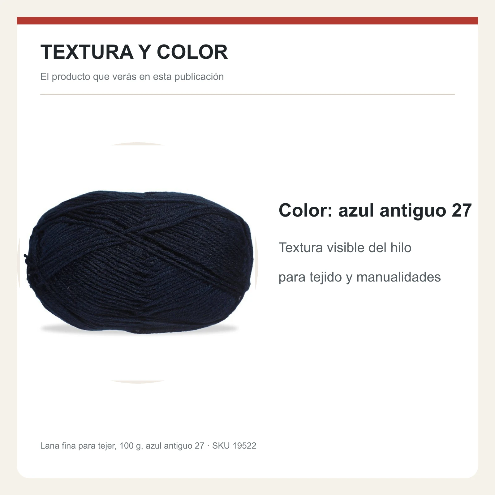 Lana fina para tejer, 100 g, azul antiguo 27 - Imagen 6