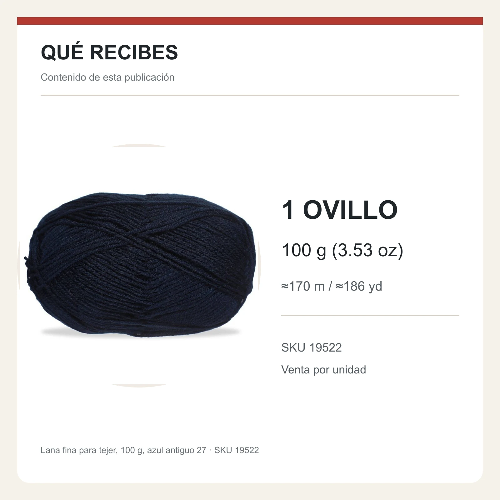Lana fina para tejer, 100 g, azul antiguo 27 - Imagen 8
