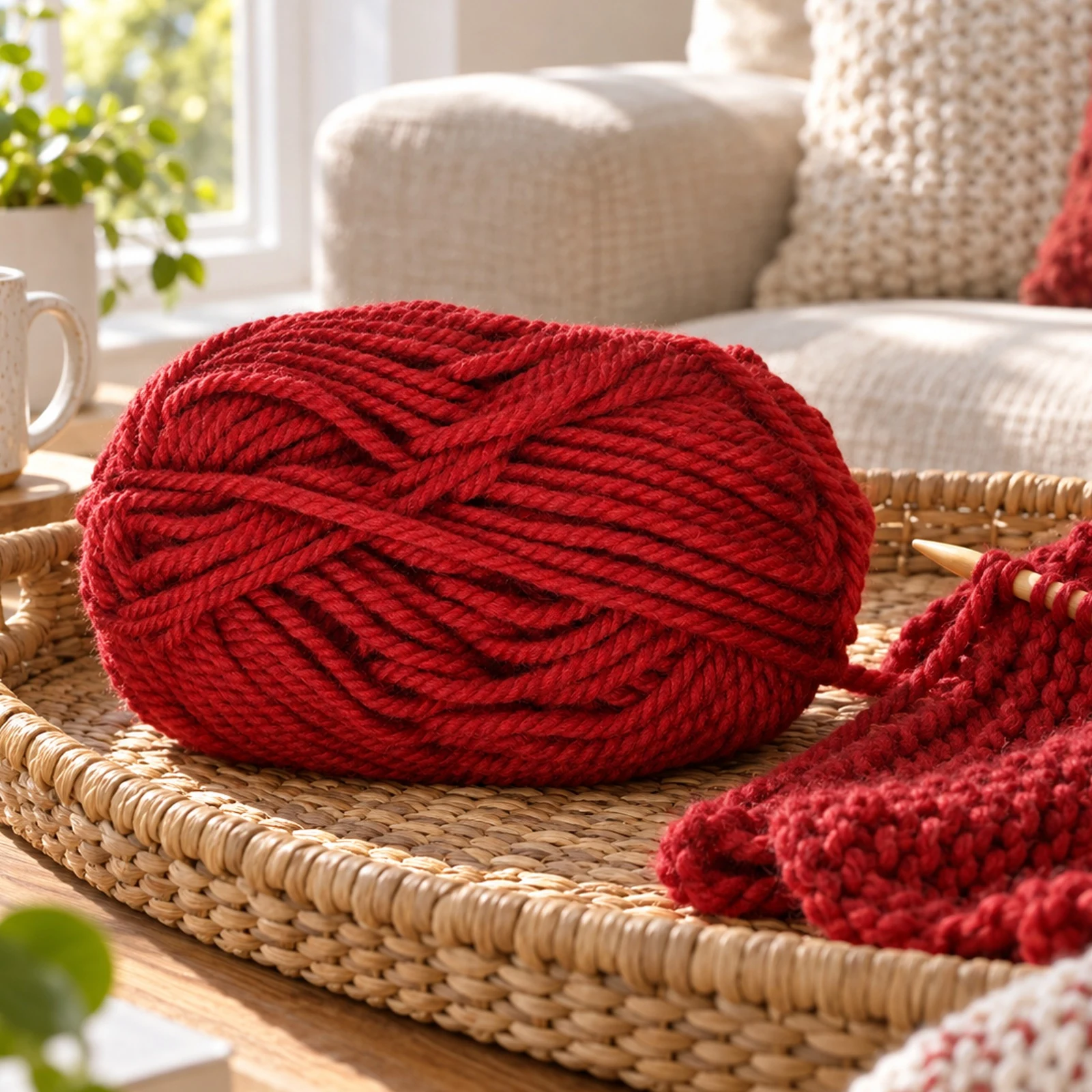 Lana gruesa para tejer, 100 g, rojo intenso 34 - Imagen 3