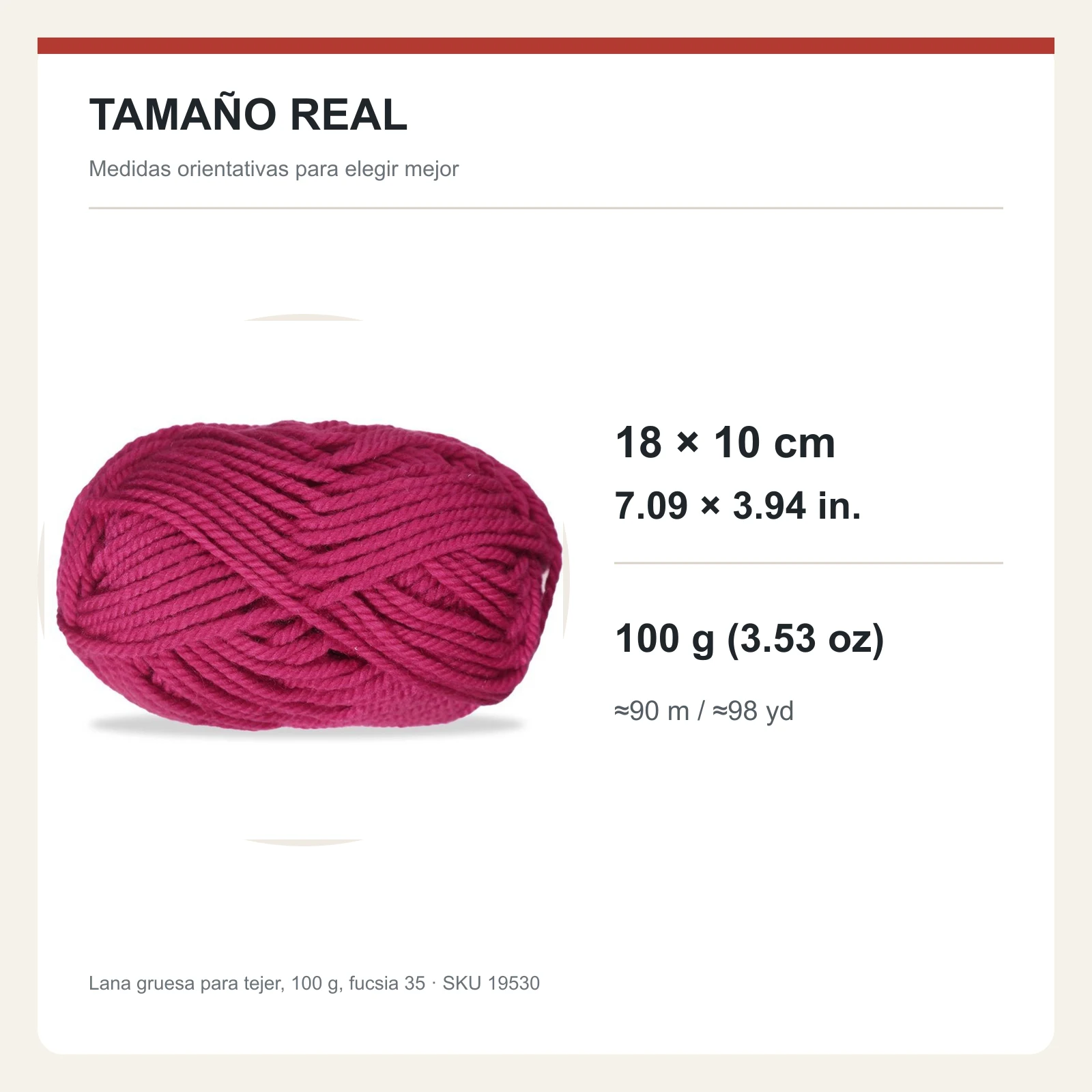 Lana gruesa para tejer, 100 g, fucsia 35 - Imagen 5