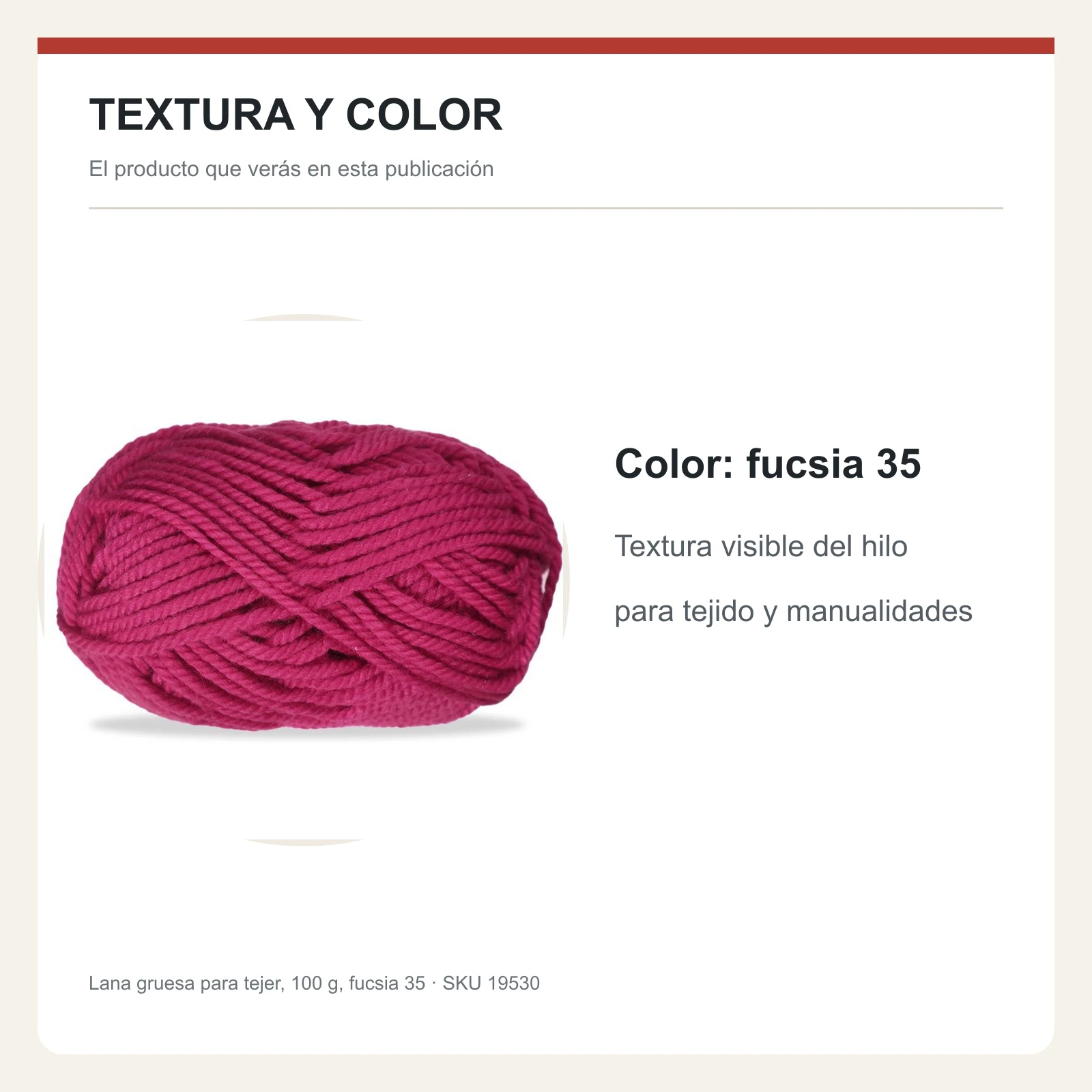 Lana gruesa para tejer, 100 g, fucsia 35 - Imagen 6