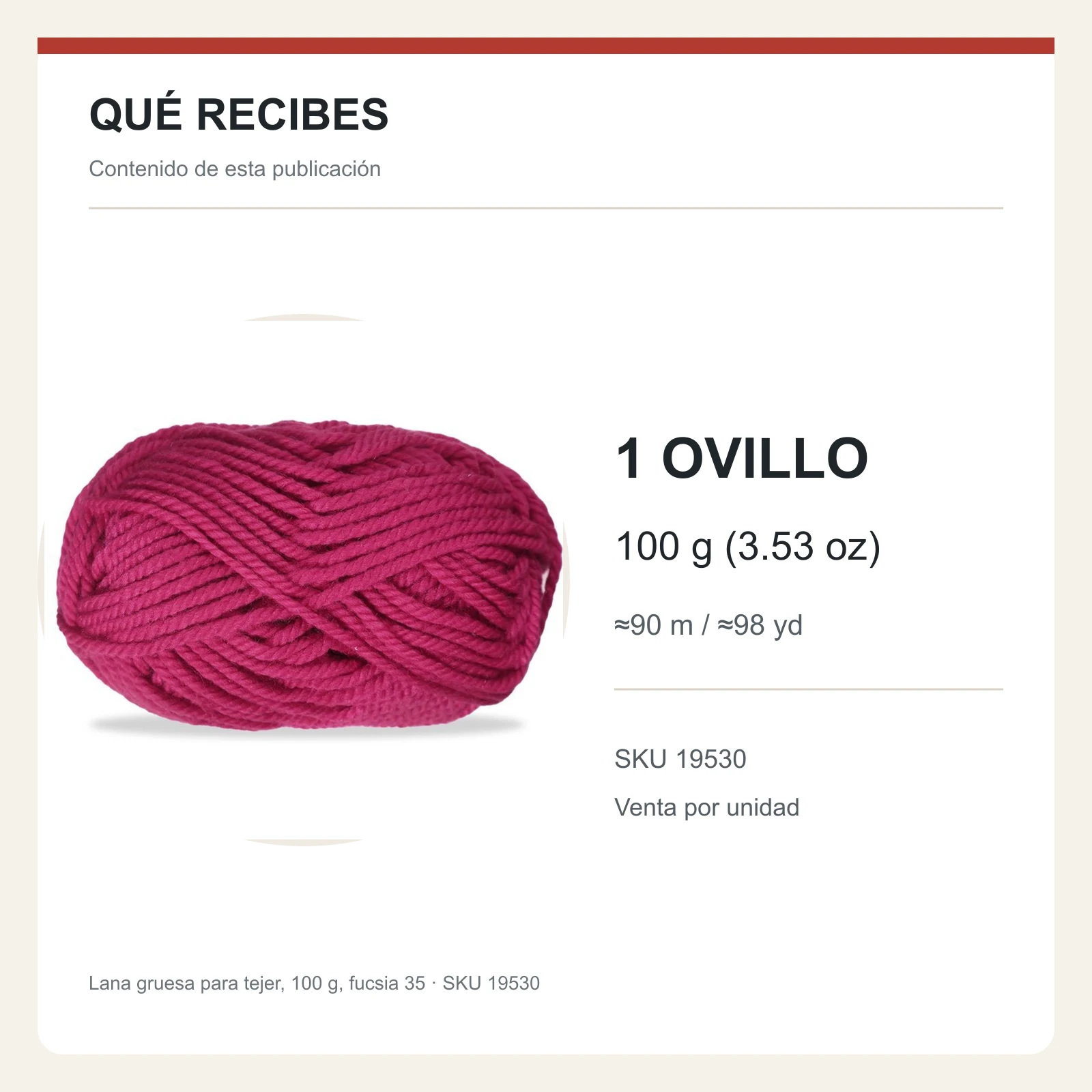 Lana gruesa para tejer, 100 g, fucsia 35 - Imagen 8