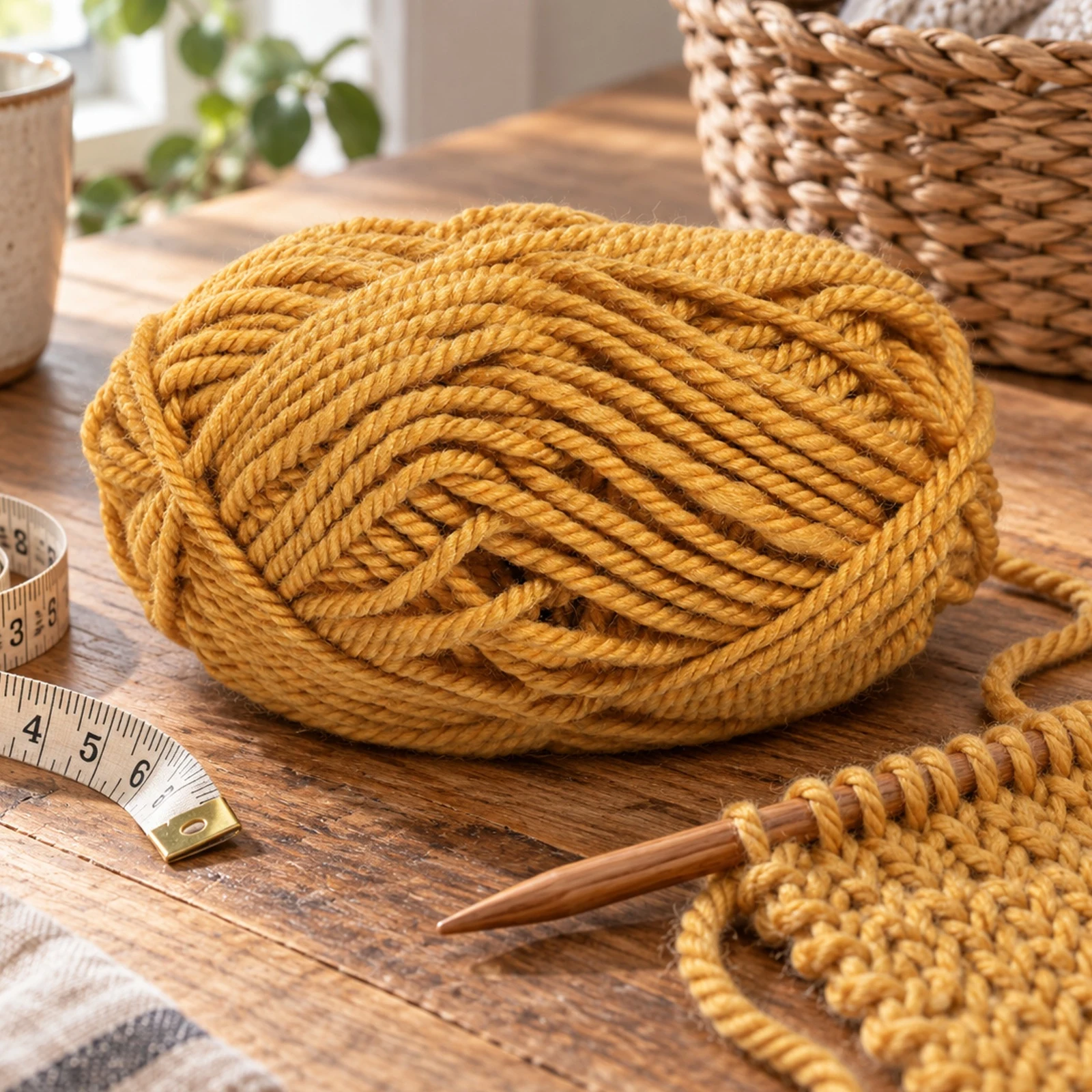 Lana gruesa para tejer, 100 g, amarillo cúrcuma 45 - Imagen 4