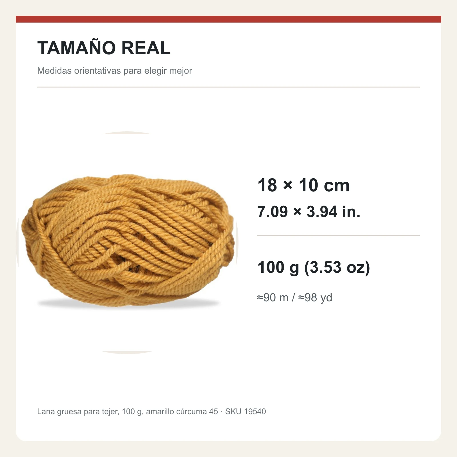 Lana gruesa para tejer, 100 g, amarillo cúrcuma 45 - Imagen 5