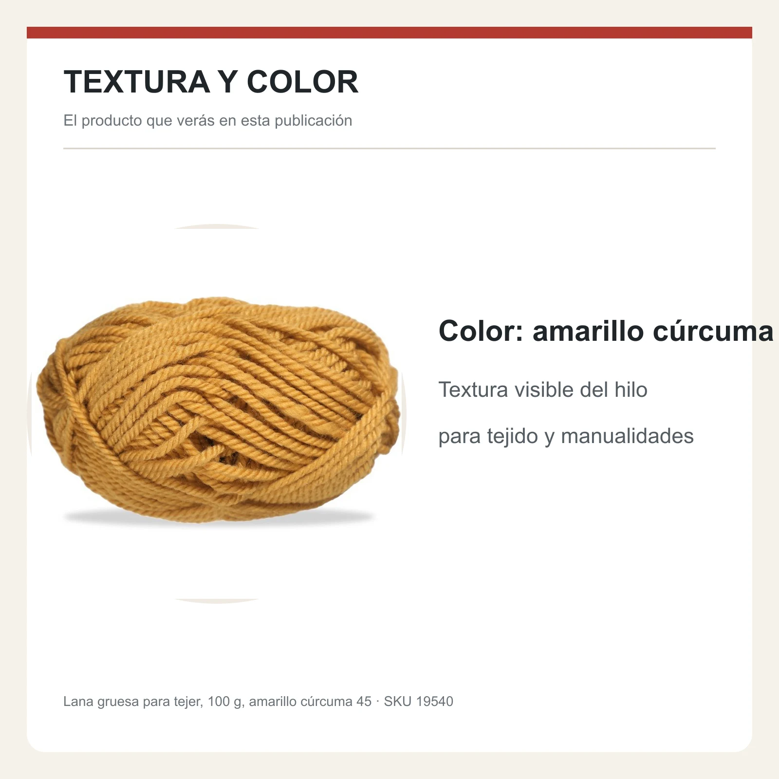 Lana gruesa para tejer, 100 g, amarillo cúrcuma 45 - Imagen 6