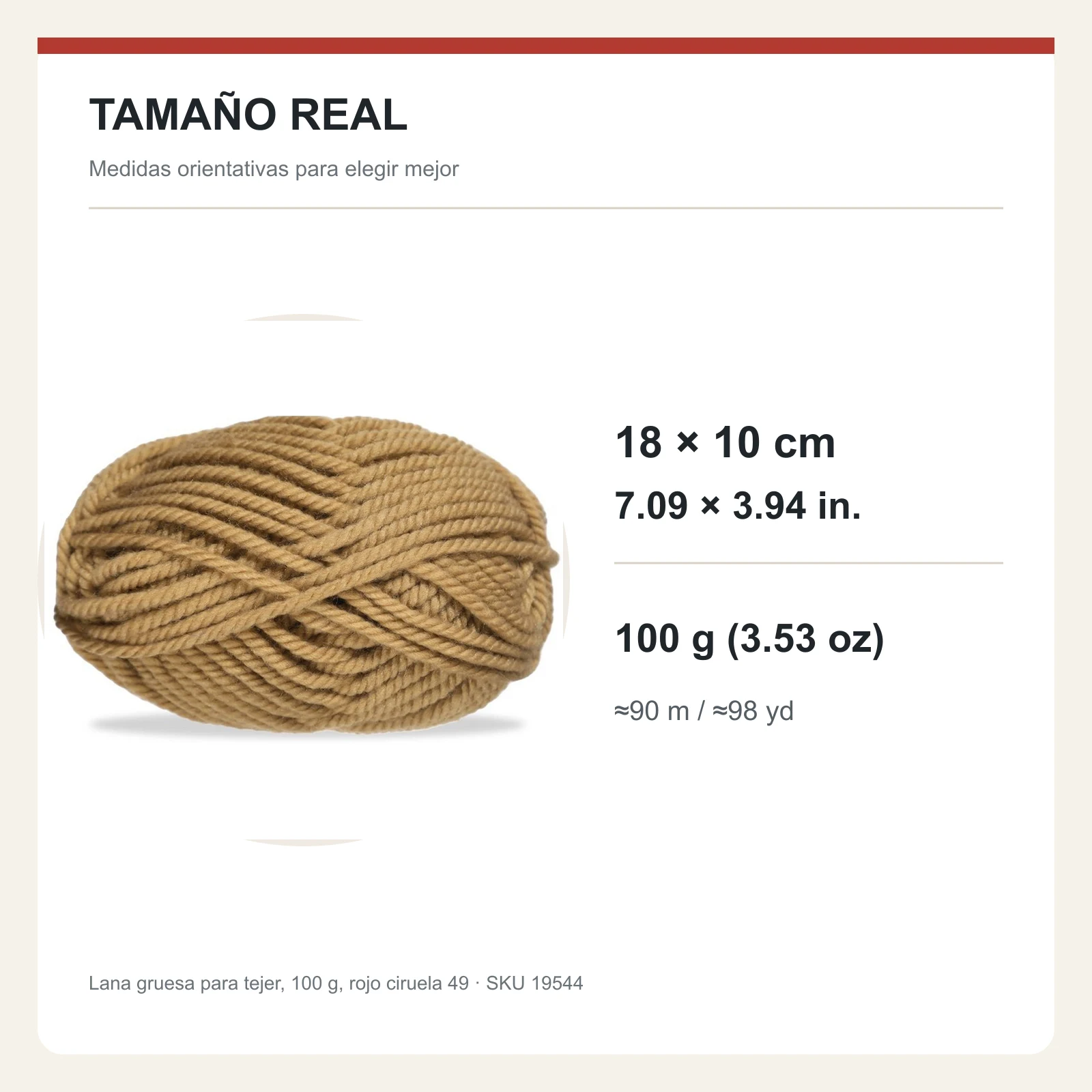Lana gruesa para tejer, 100 g, rojo ciruela 49 - Imagen 5