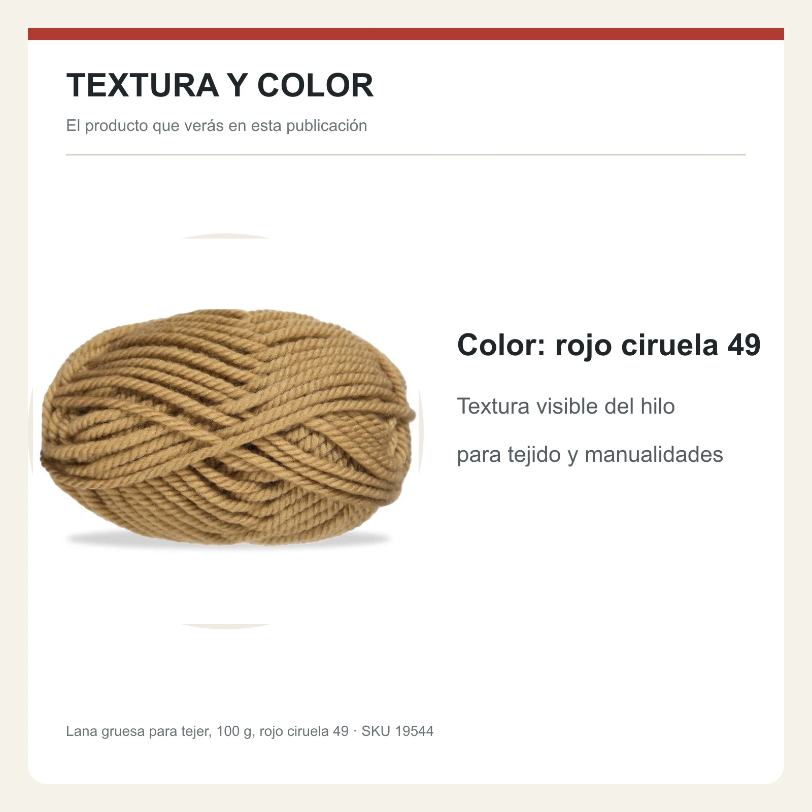 Lana gruesa para tejer, 100 g, rojo ciruela 49 - Imagen 6