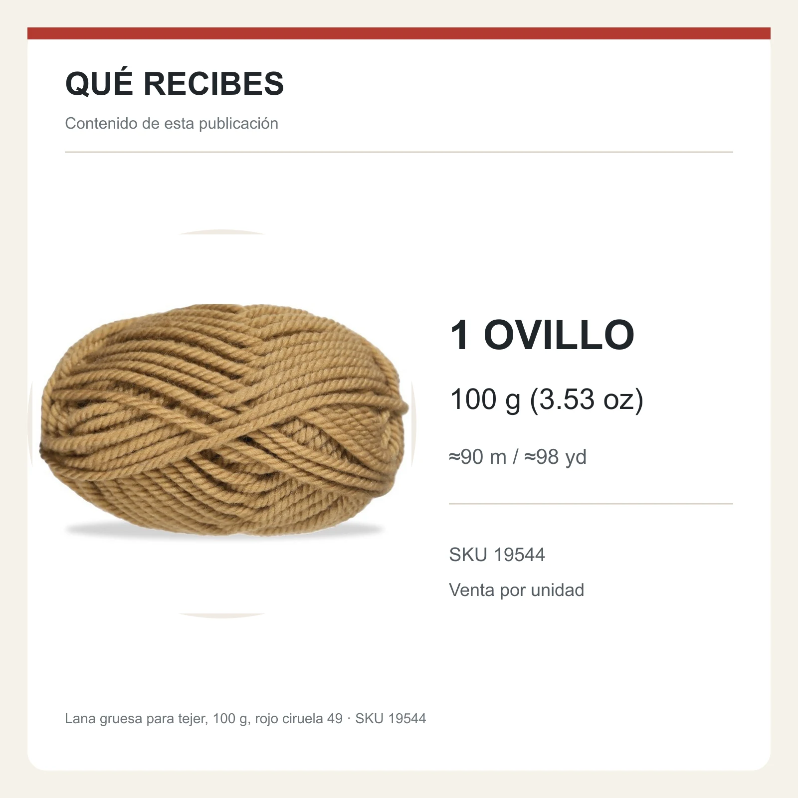 Lana gruesa para tejer, 100 g, rojo ciruela 49 - Imagen 8